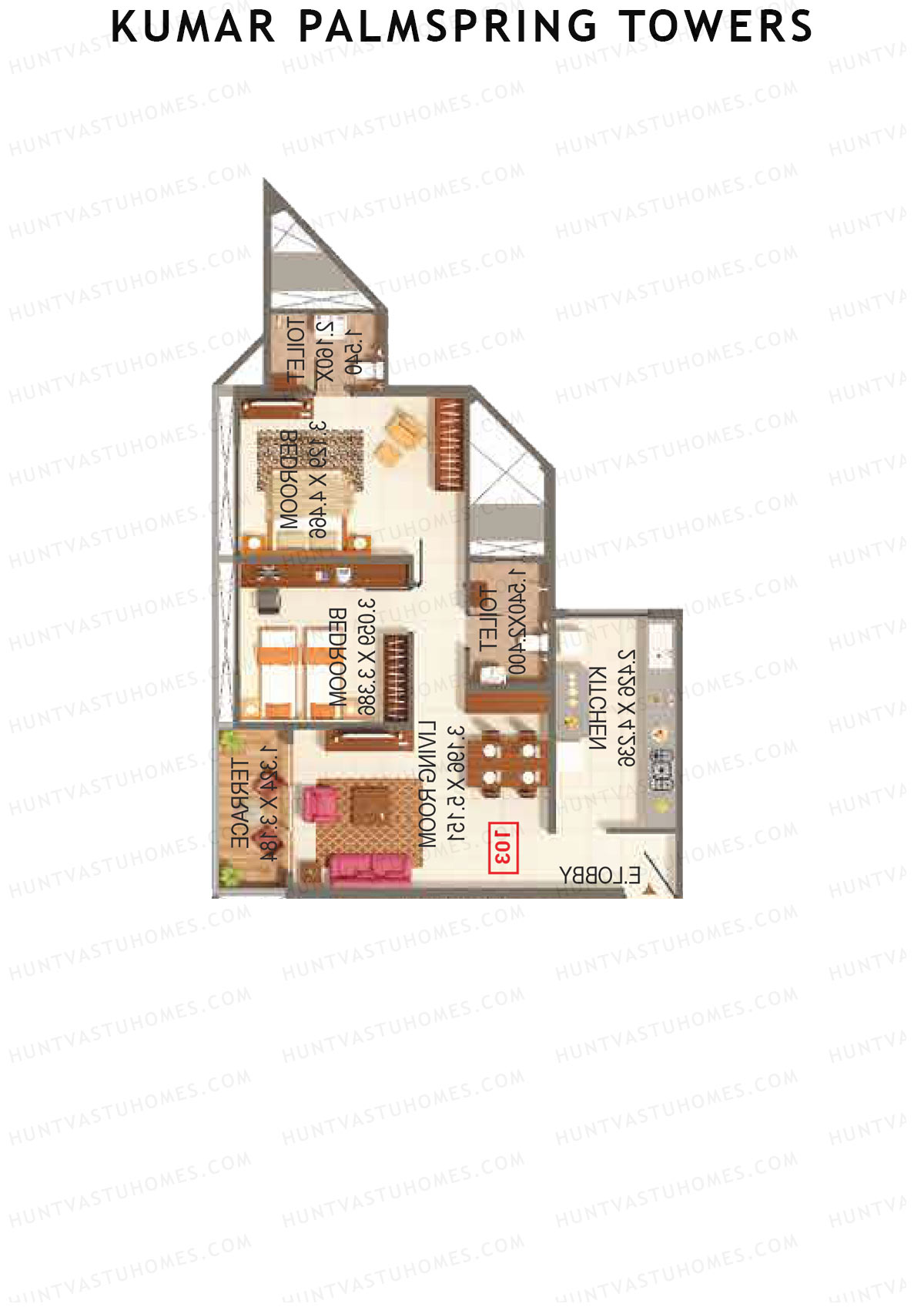 Kumar Palmspring Towers B2 Wing A Unit 1 Floor Plan