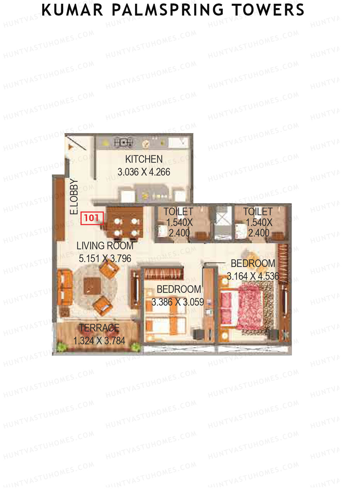 Kumar Palmspring Towers B2 Wing B Unit 1 Floor Plan