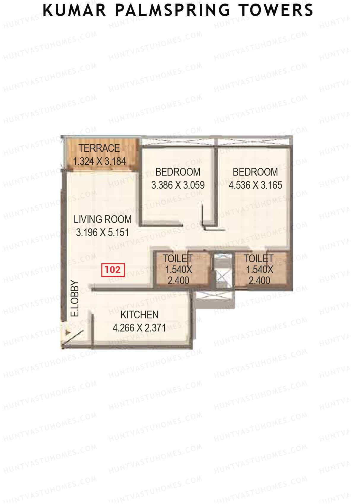 Kumar Palmspring Towers B2 Wing B Unit 2 Floor Plan