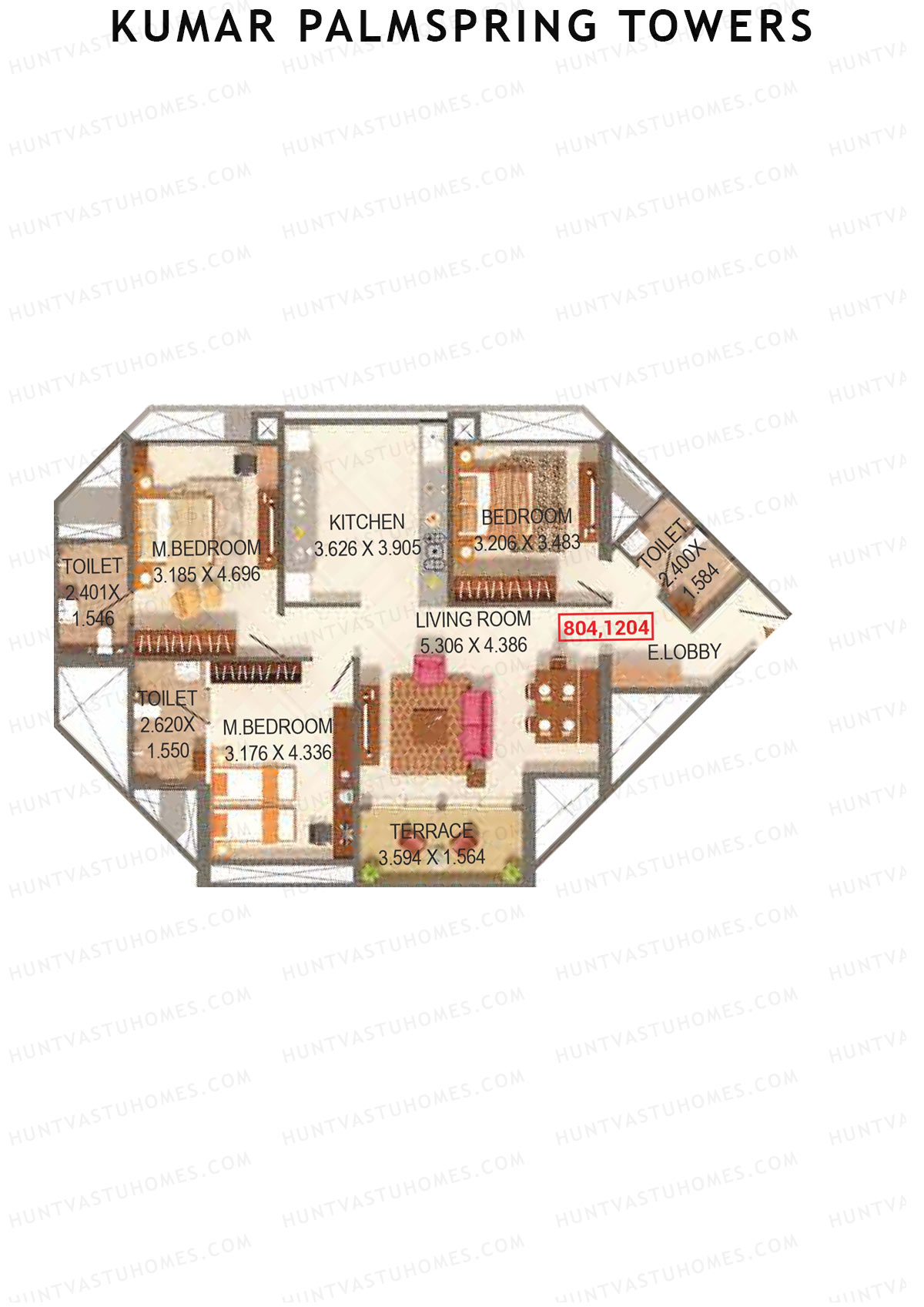 Kumar Palmspring Towers B2 Wing B Unit 4 Floor Plan