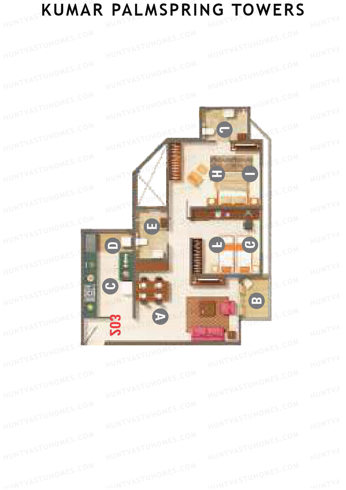 Kumar Palmspring Towers B3 Wing A Unit 1 Floor Plan