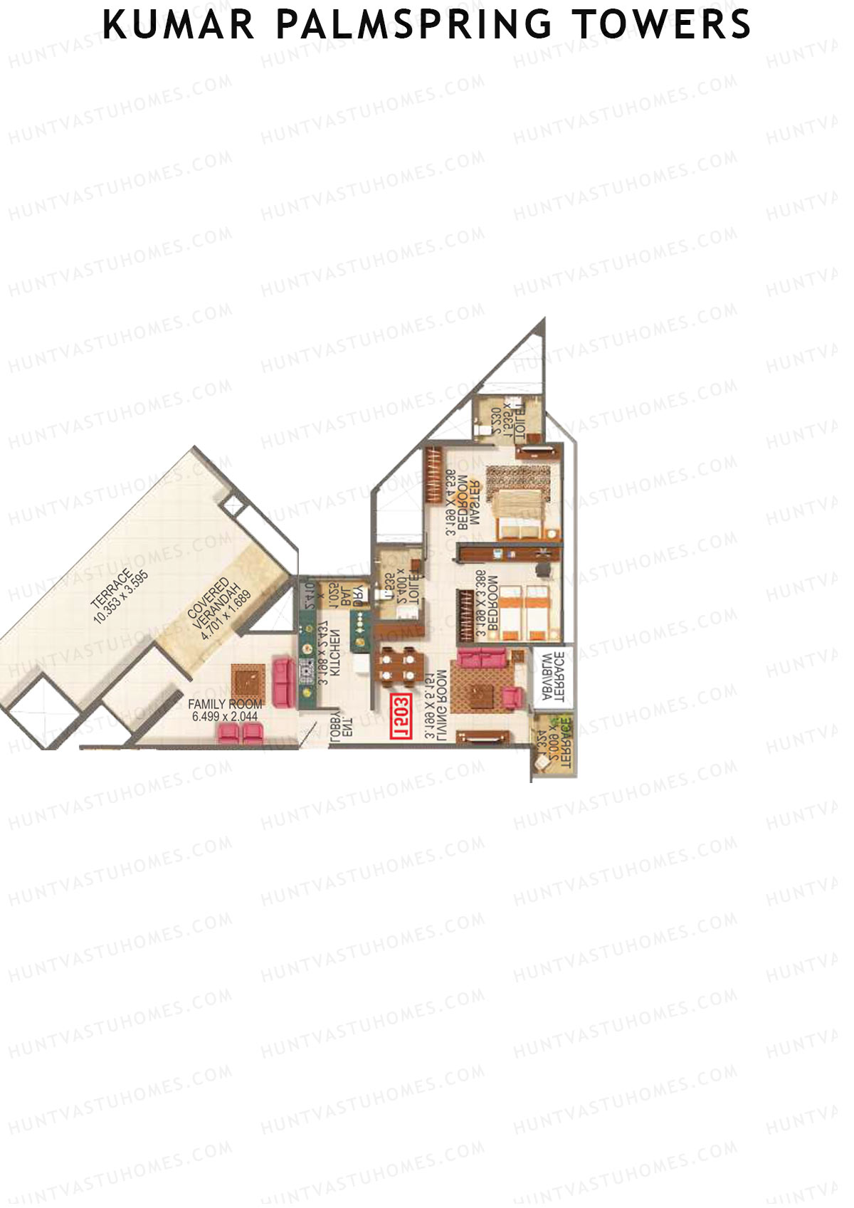 Kumar Palmspring Towers B3 Wing A Unit 1 Floor Plan