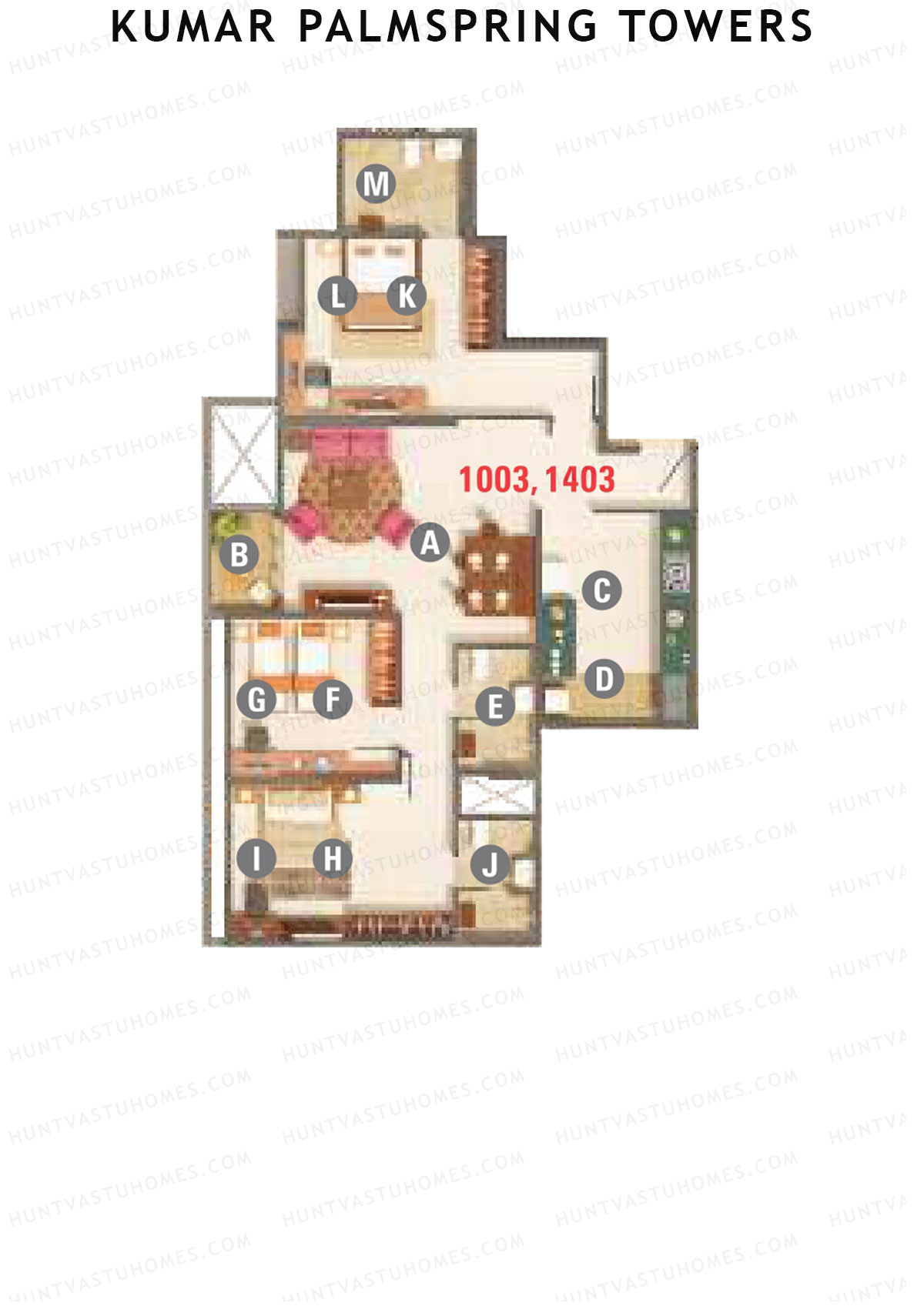 Kumar Palmspring Towers B3 Wing A Unit 3 Floor Plan