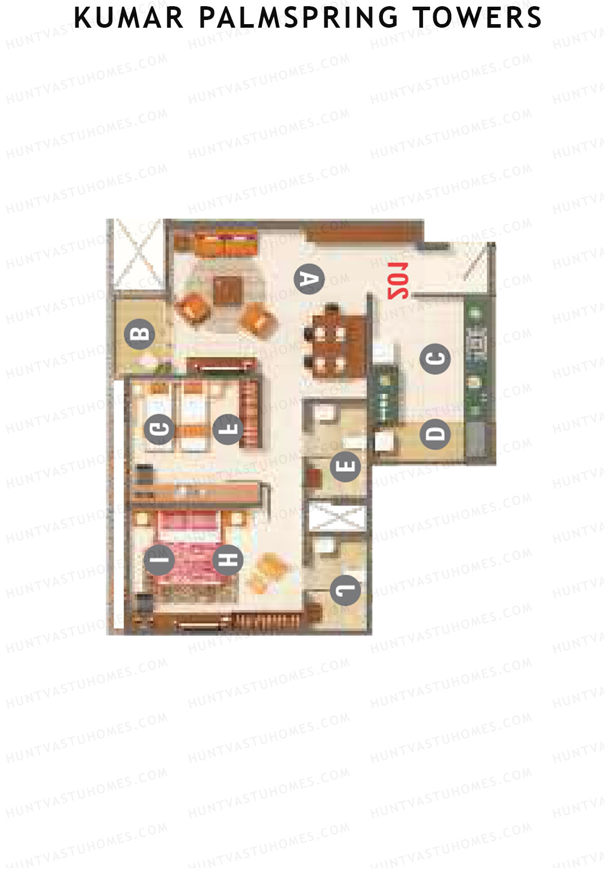 Kumar Palmspring Towers B3 Wing A Unit 3 Floor Plan