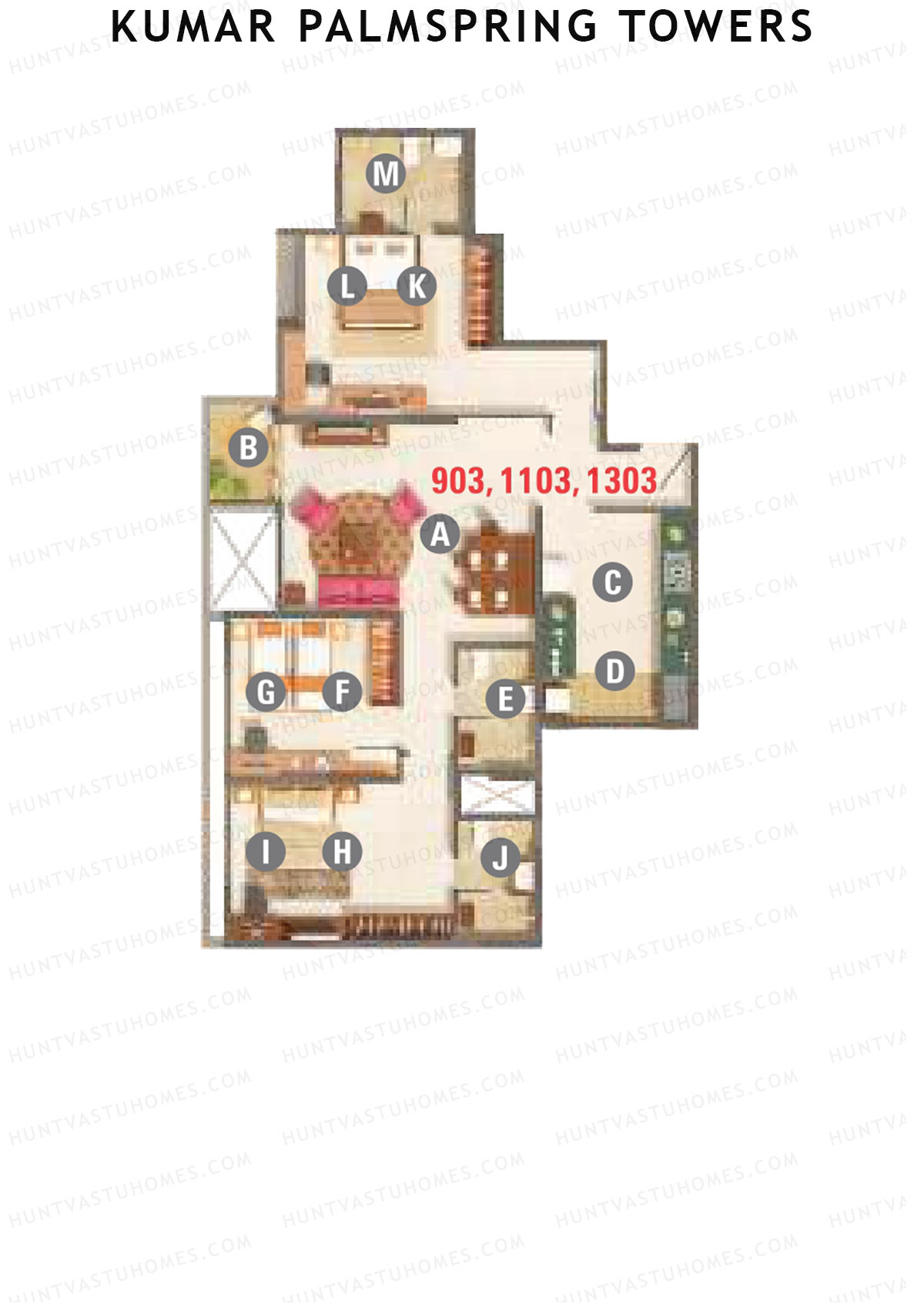 Kumar Palmspring Towers B3 Wing A Unit 3 Floor Plan