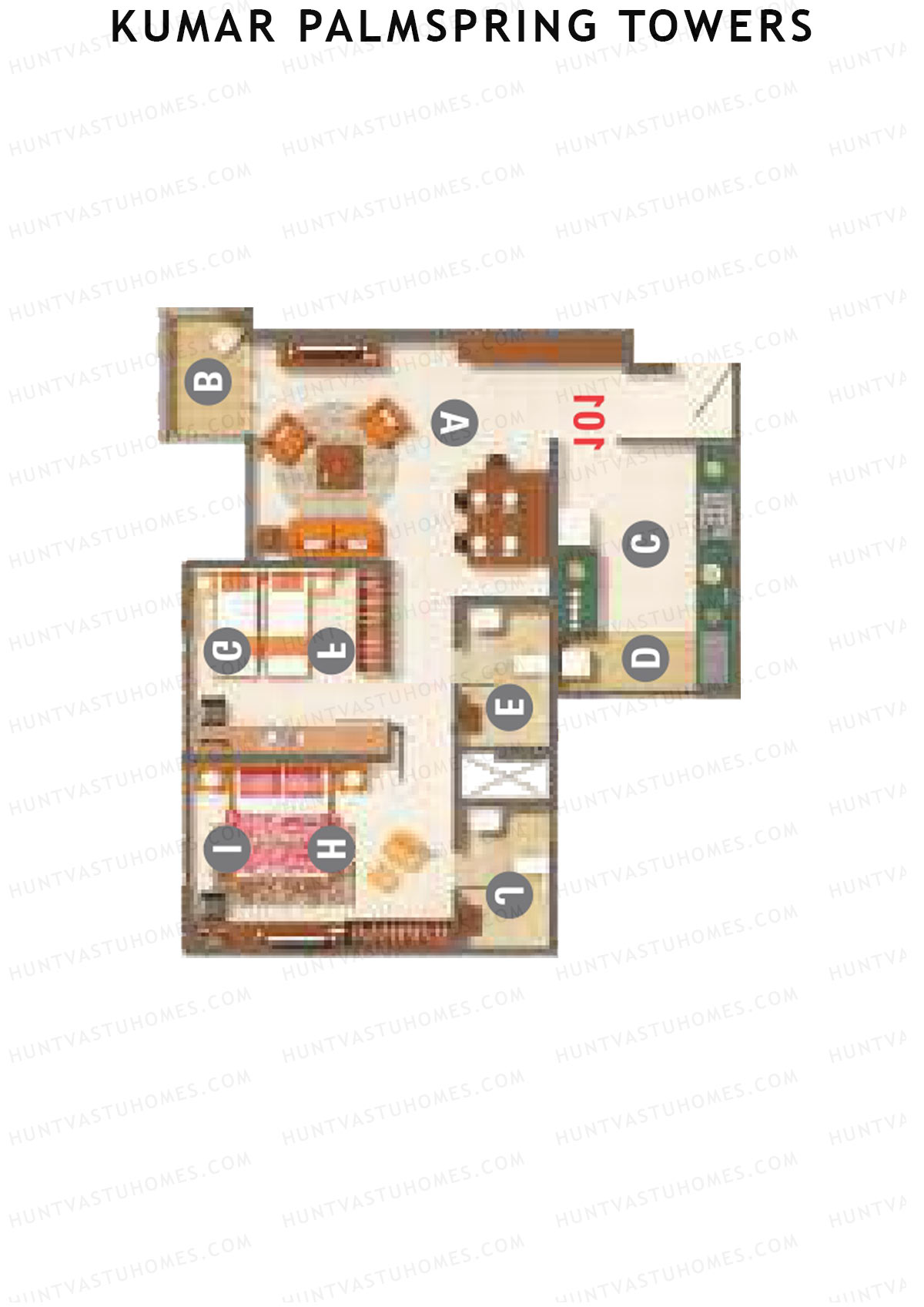 Kumar Palmspring Towers B3 Wing A Unit 3 Floor Plan