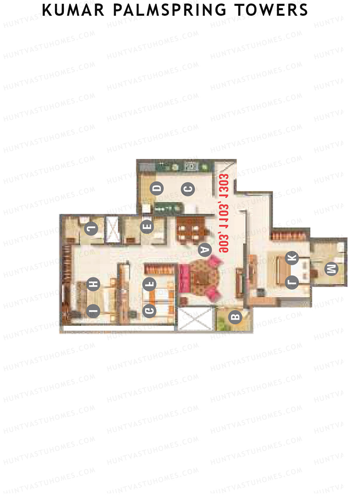 Kumar Palmspring Towers B3 Wing B Unit 1 Floor Plan
