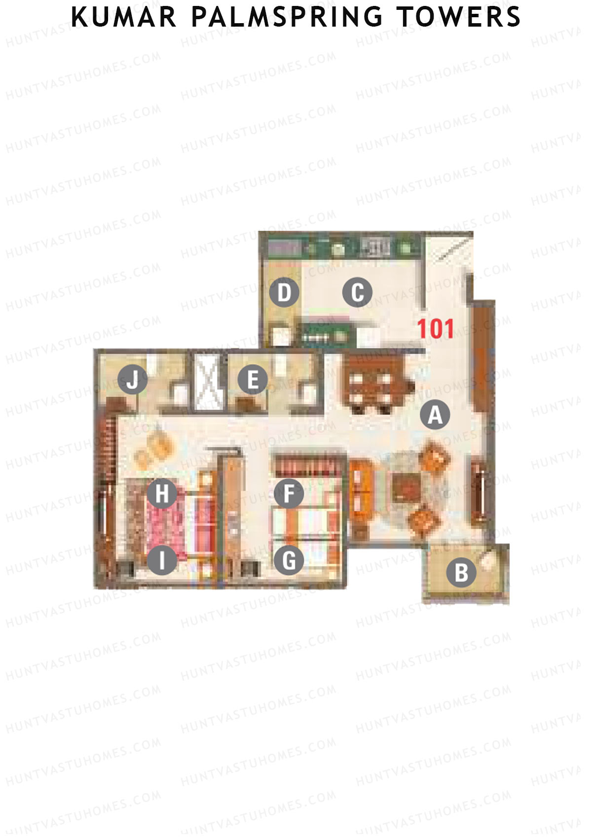 Kumar Palmspring Towers B3 Wing B Unit 1 Floor Plan