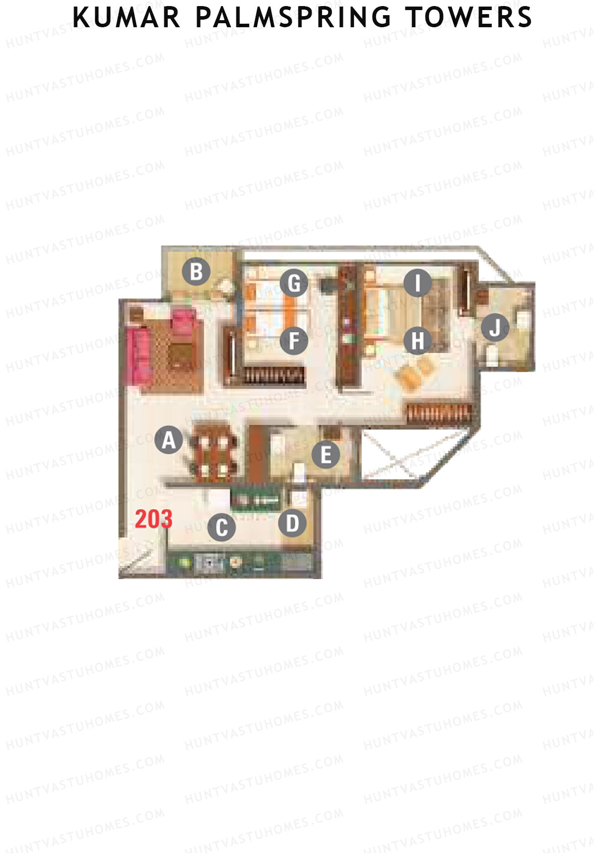 Kumar Palmspring Towers B3 Wing B Unit 3 Floor Plan