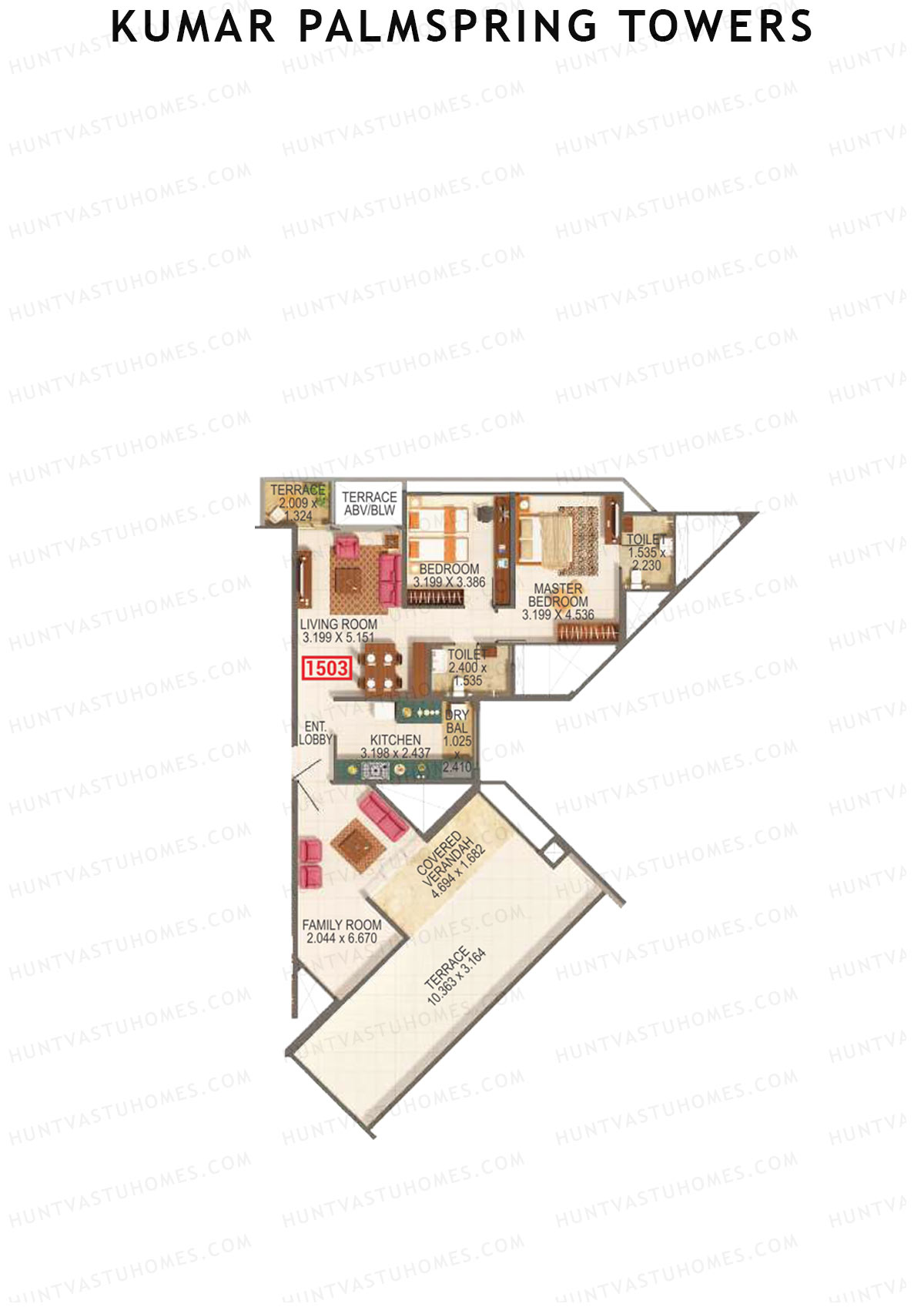 Kumar Palmspring Towers B3 Wing B Unit 3 Floor Plan