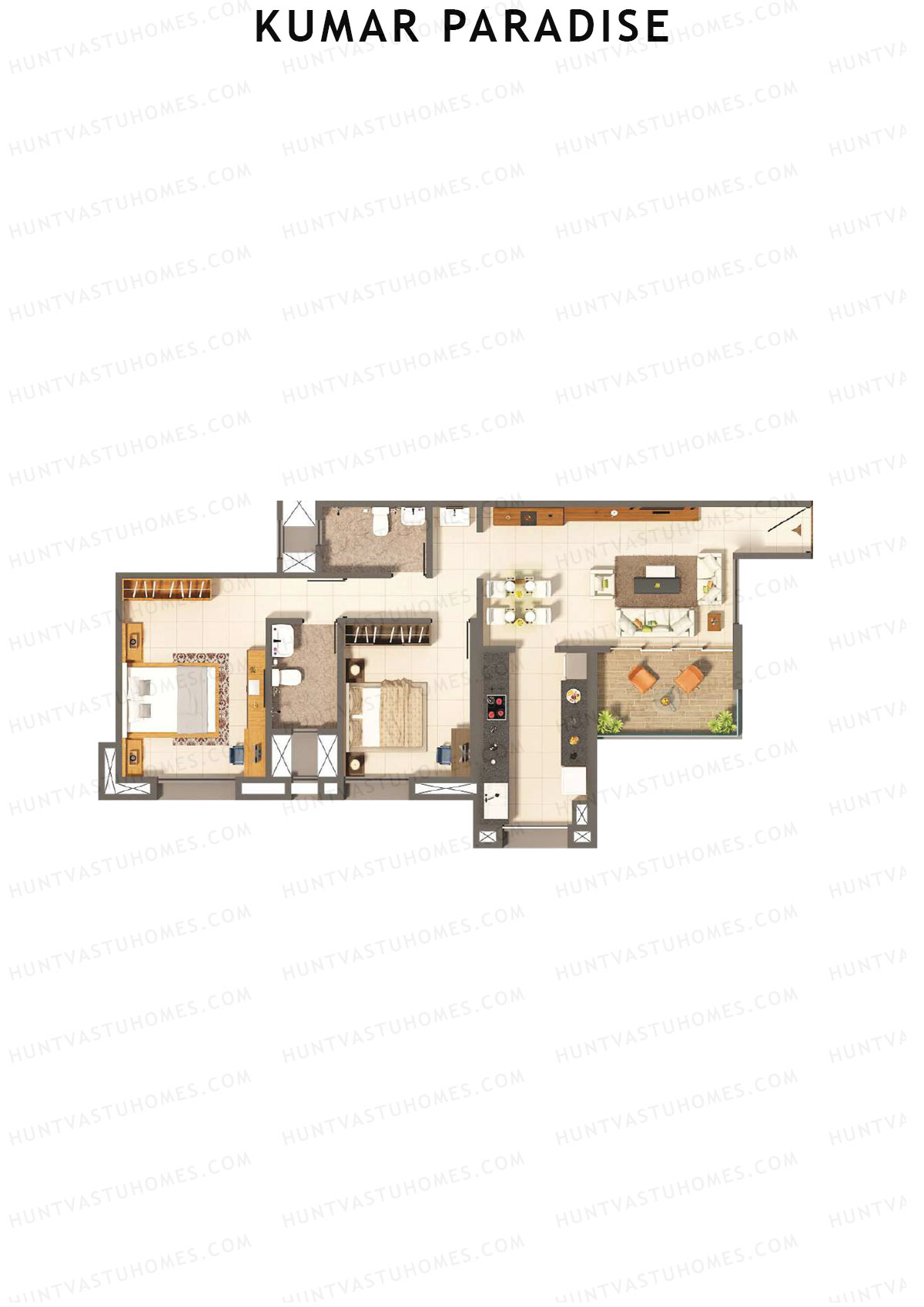 Kumar Paradise Tower B2 Unit 1 Floor Plan