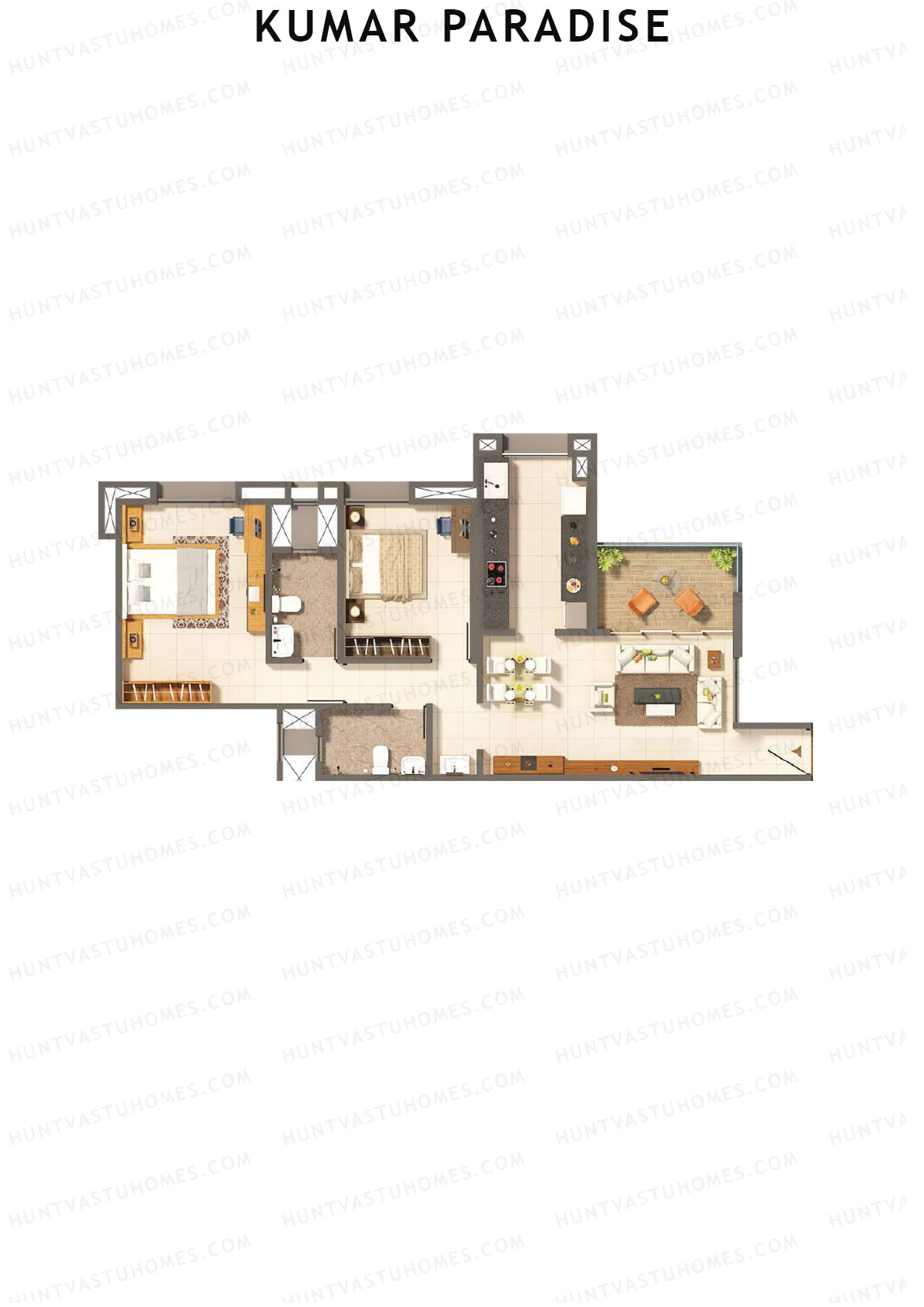 Kumar Paradise Tower B2 Unit 2 Floor Plan