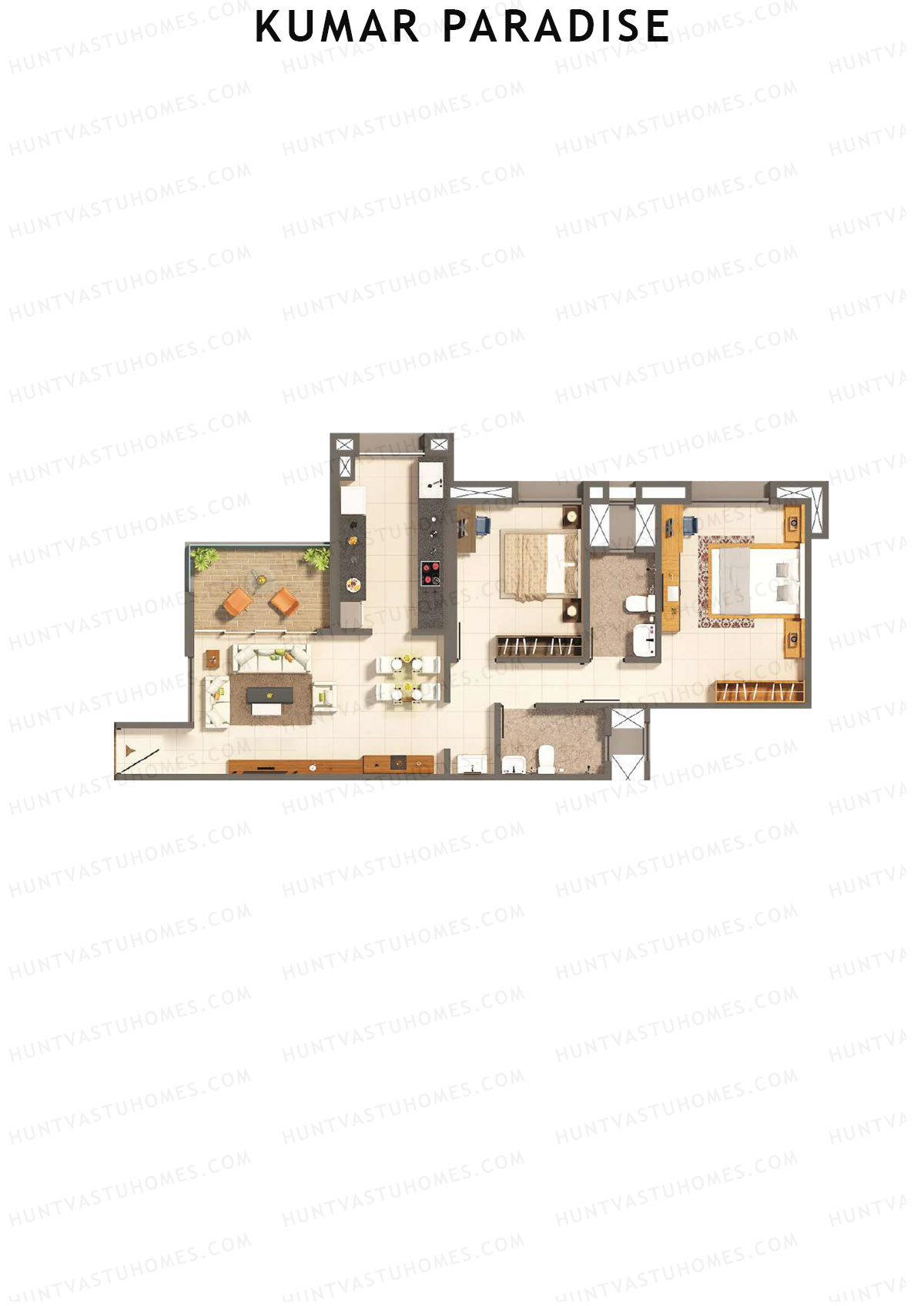 Kumar Paradise Tower B2 Unit 3 Floor Plan