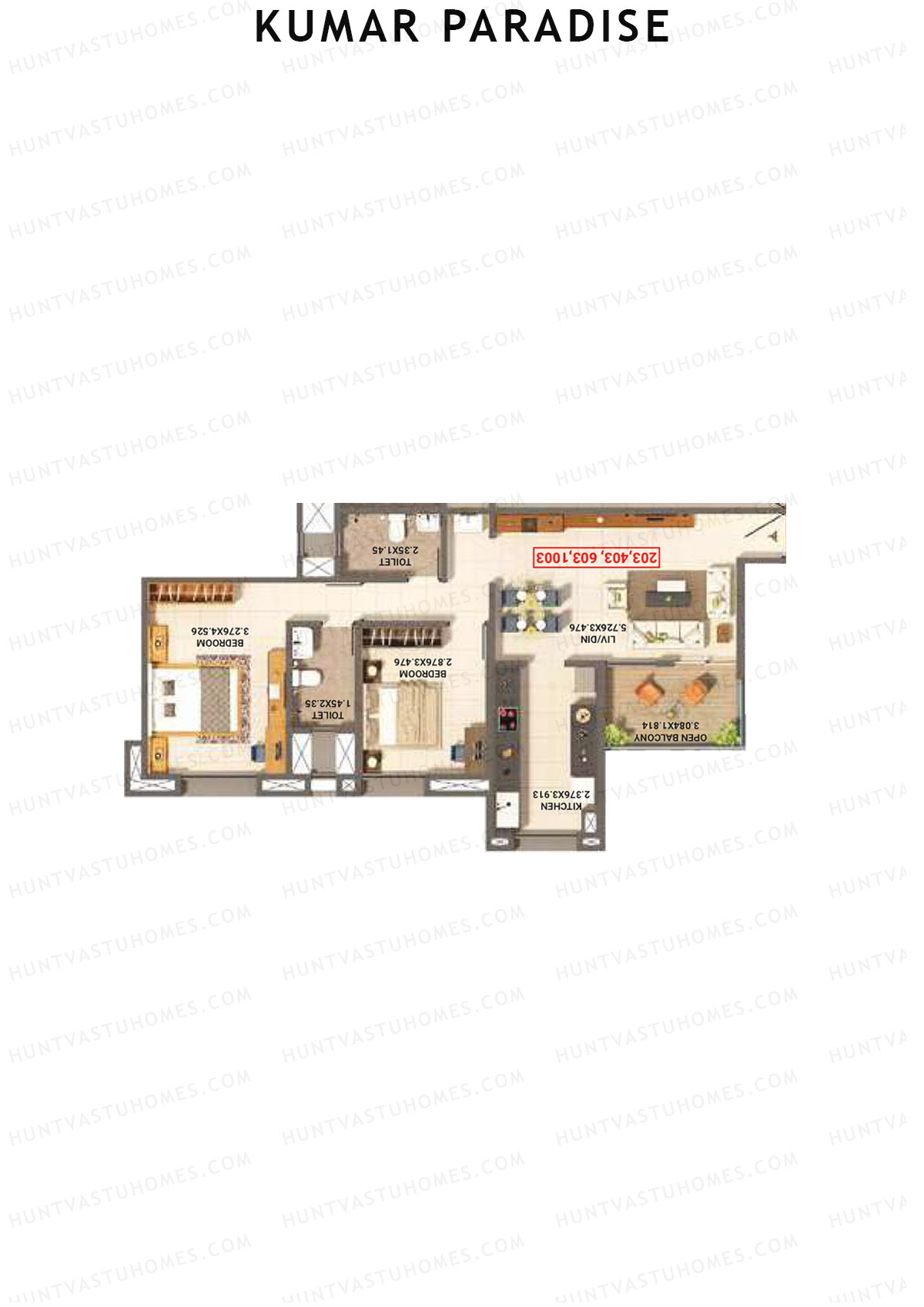 Kumar Paradise Tower B3 Unit 1 Floor Plan