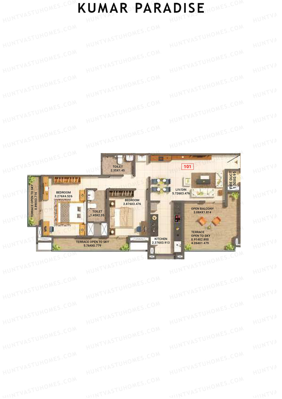 Kumar Paradise Tower B3 Unit 1 Floor Plan
