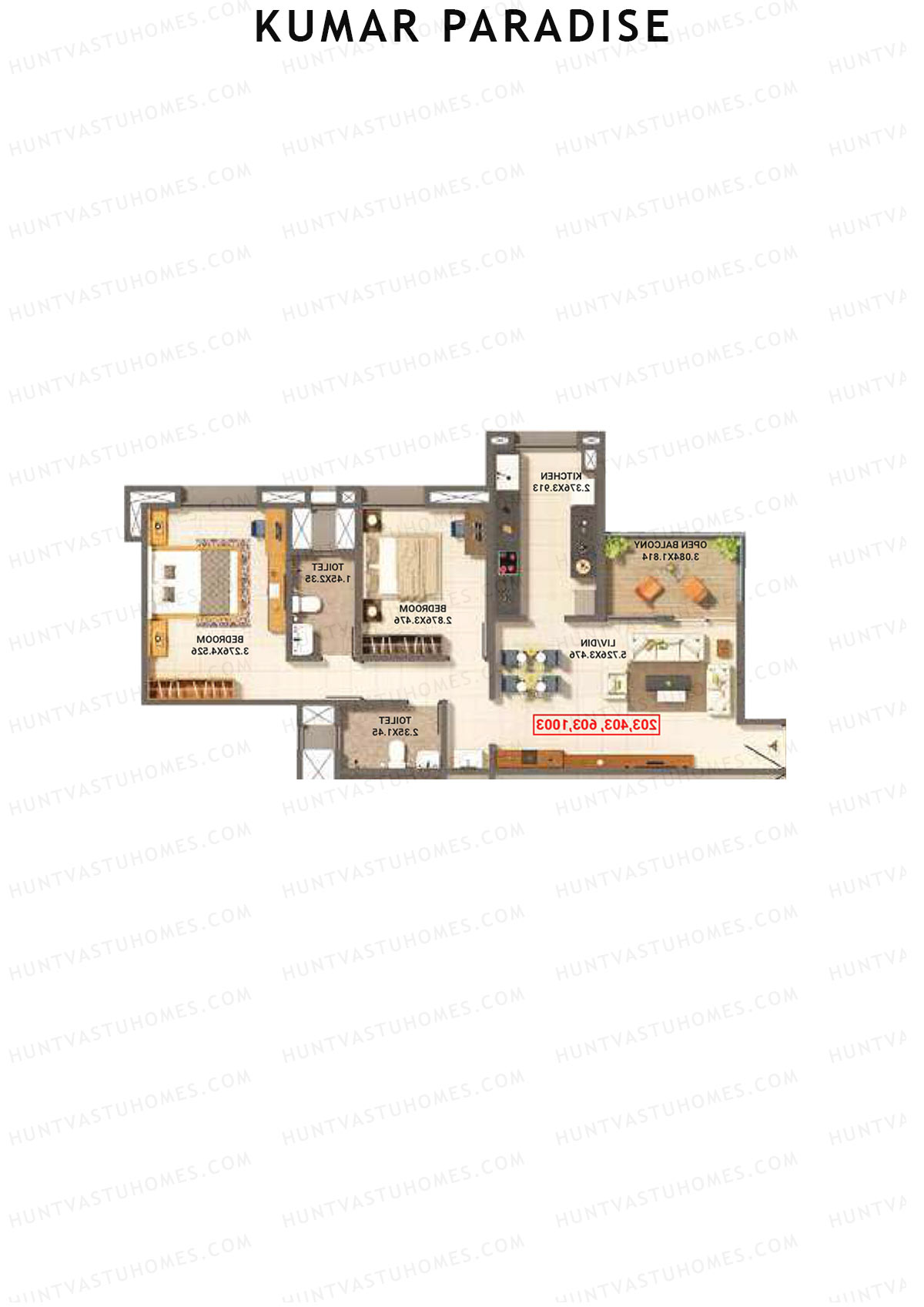Kumar Paradise Tower B3 Unit 2 Floor Plan