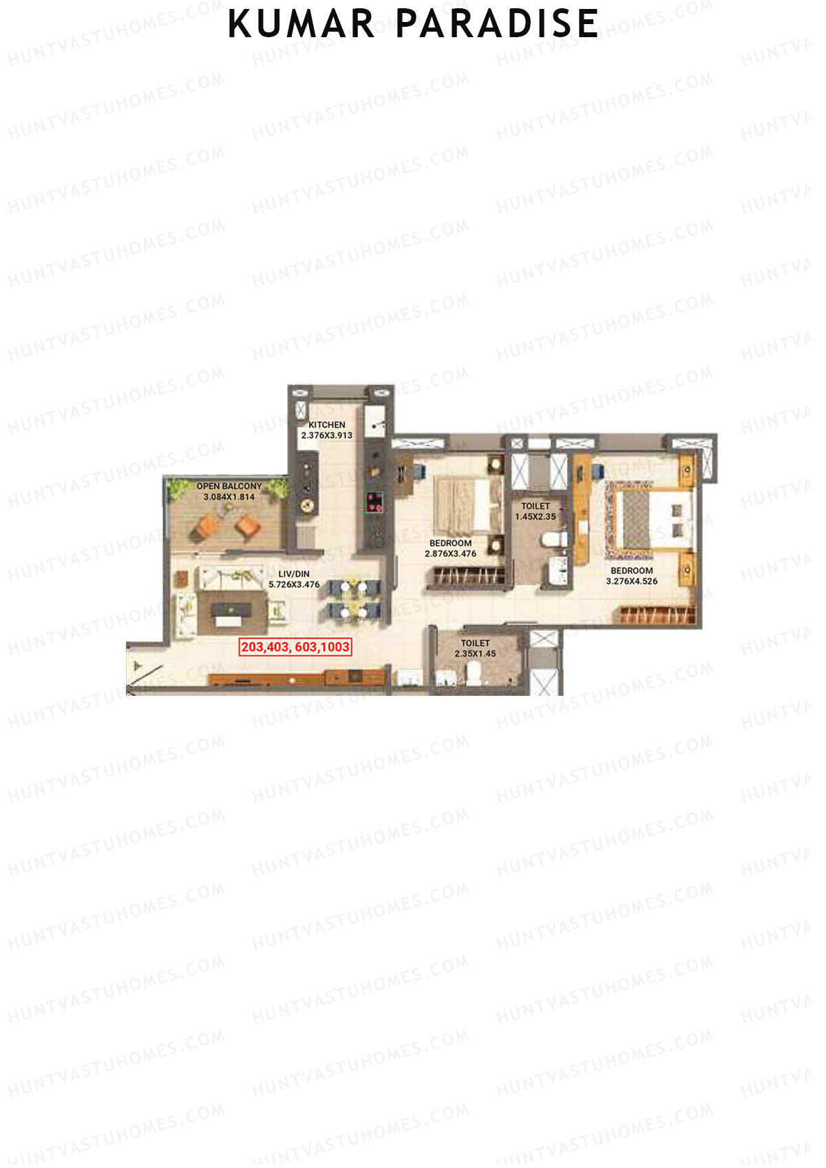Kumar Paradise Tower B3 Unit 3 Floor Plan
