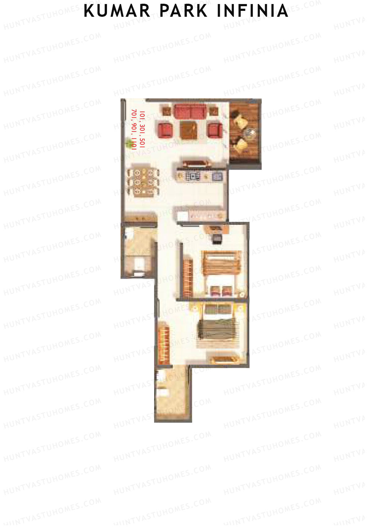 Kumar Park Infinia Wing B13 Unit 1 Floor Plan