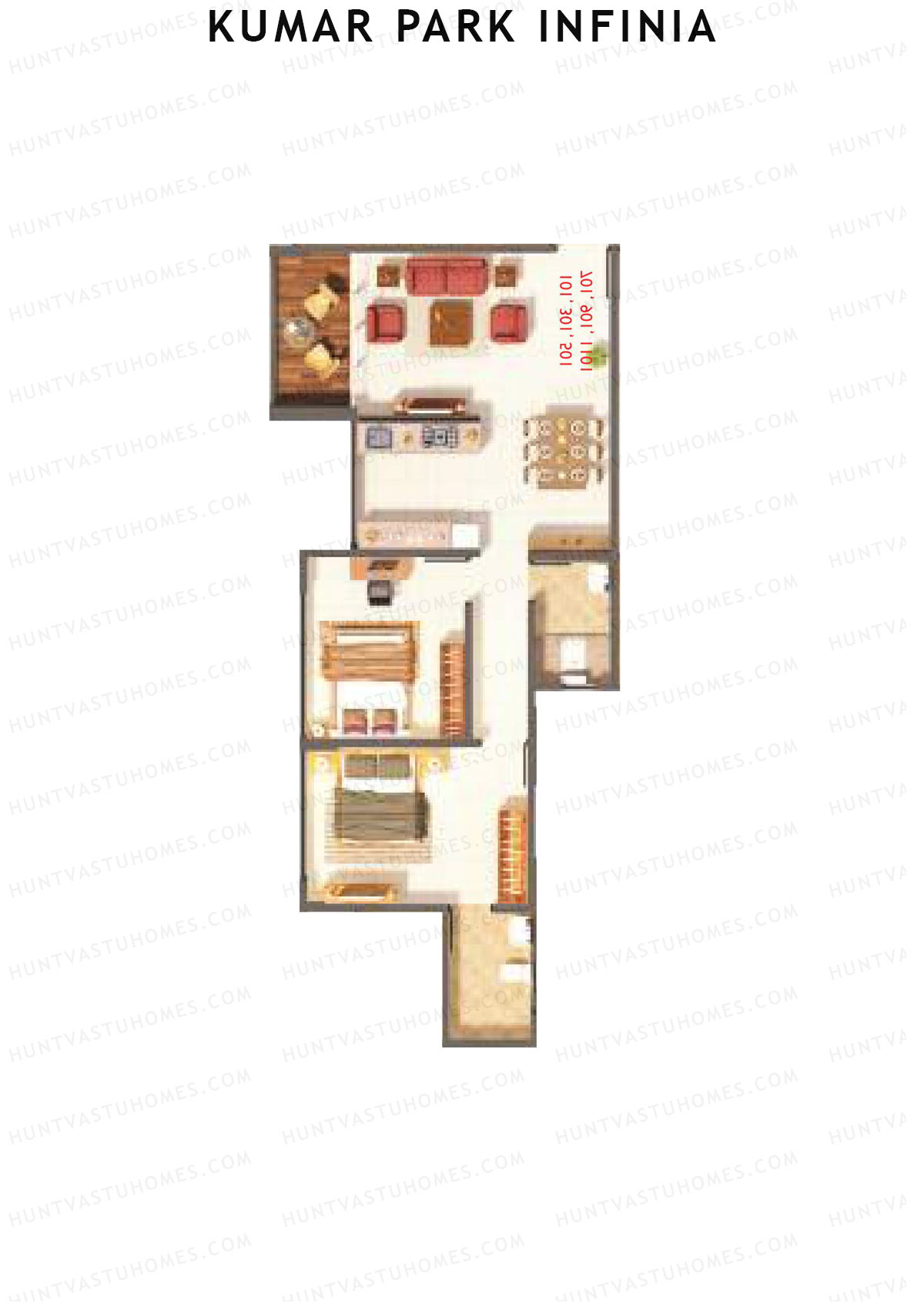 Kumar Park Infinia Wing B13 Unit 2 Floor Plan