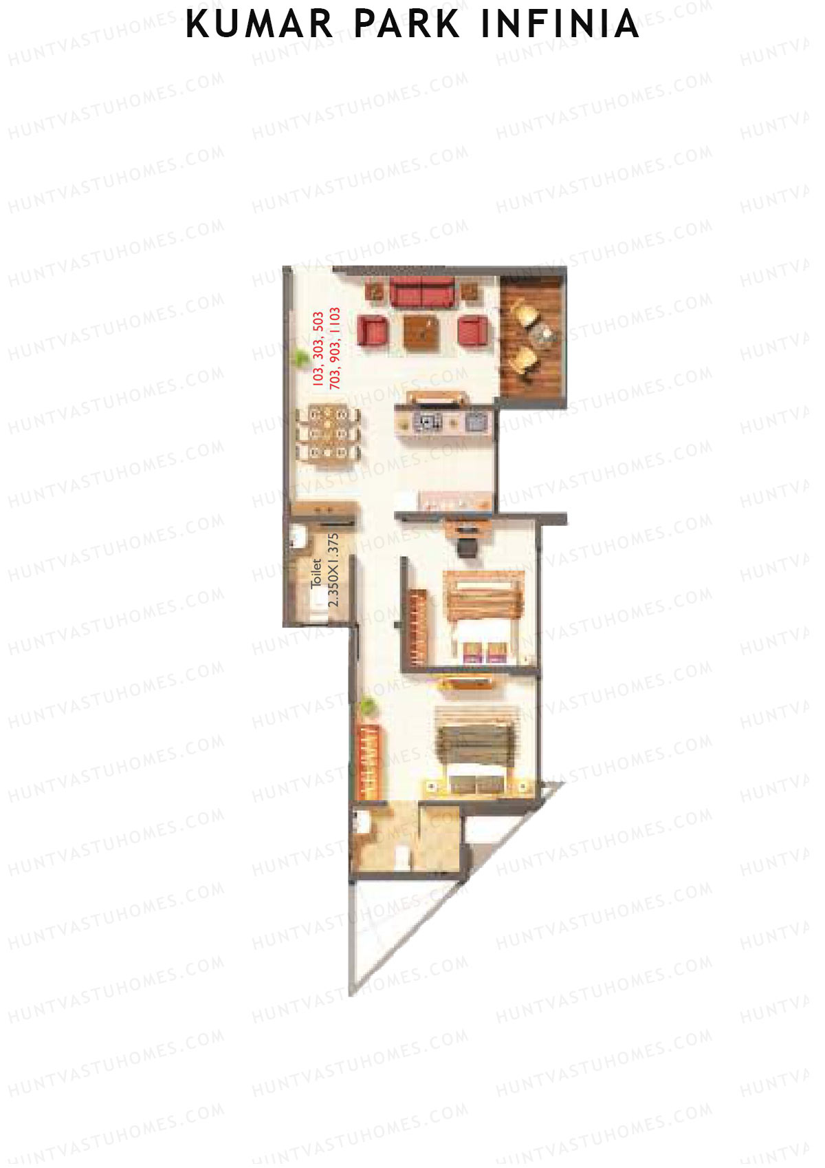 Kumar Park Infinia Wing B14 Unit 1 Floor Plan