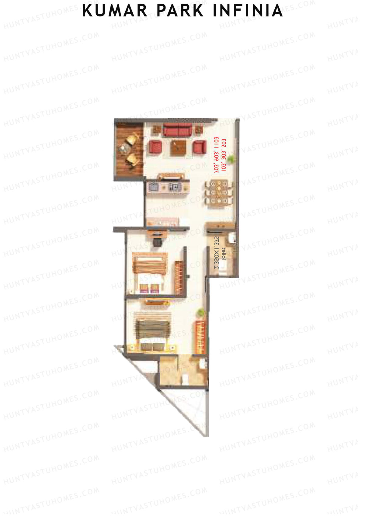 Kumar Park Infinia Wing B14 Unit 2 Floor Plan