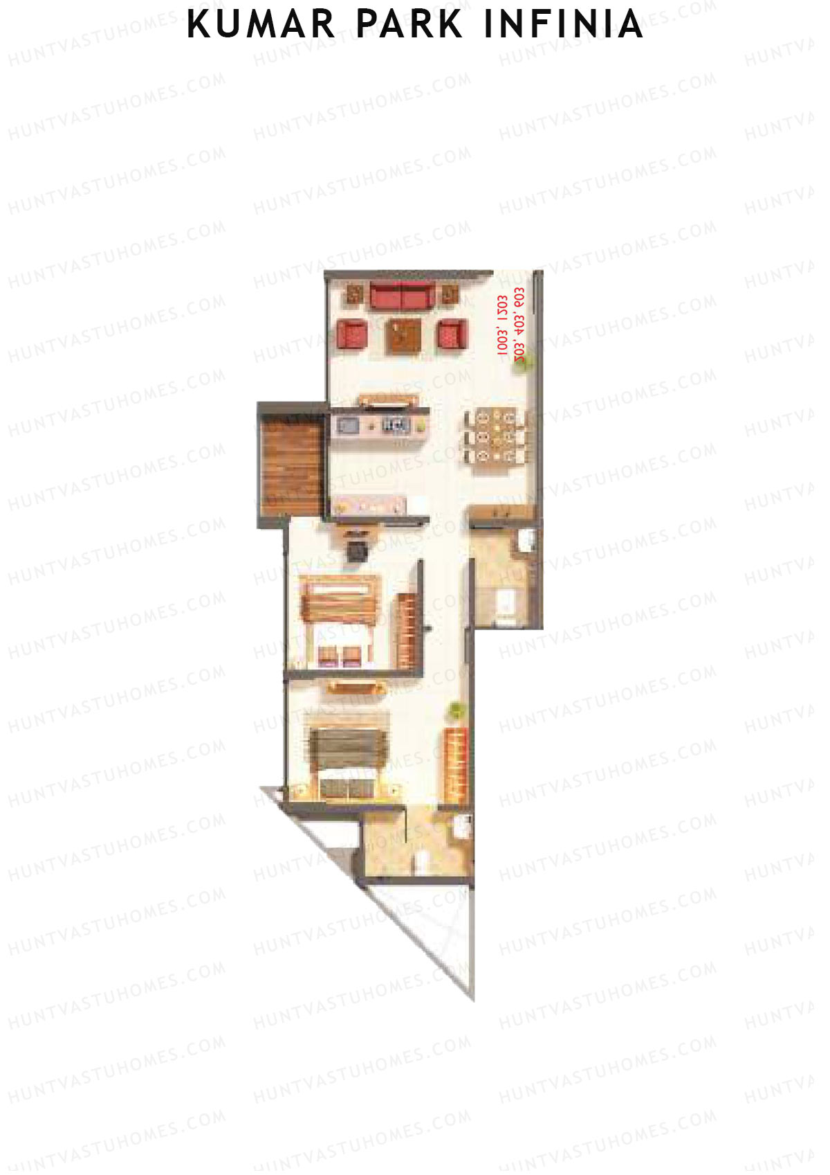 Kumar Park Infinia Wing B14 Unit 2 Floor Plan