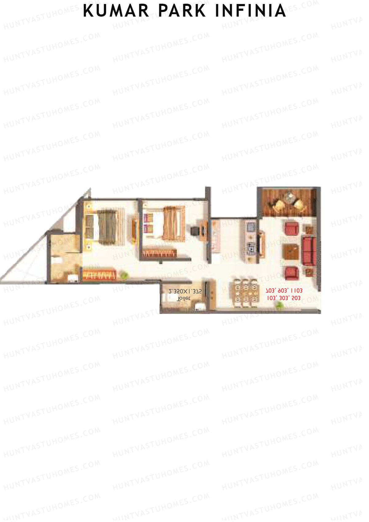 Kumar Park Infinia Wing B8 Unit 2 Floor Plan