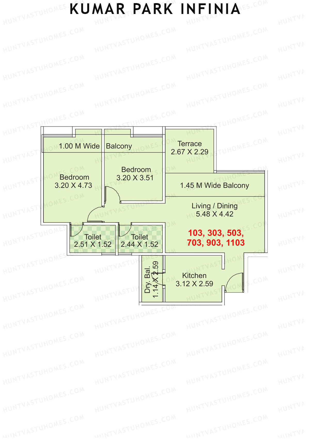 Kumar Park Infinia Wing F1 Unit 3 Floor Plan