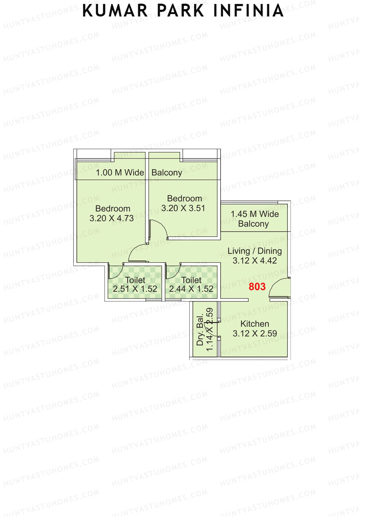 Kumar Park Infinia Wing F1 Unit 3 Floor Plan