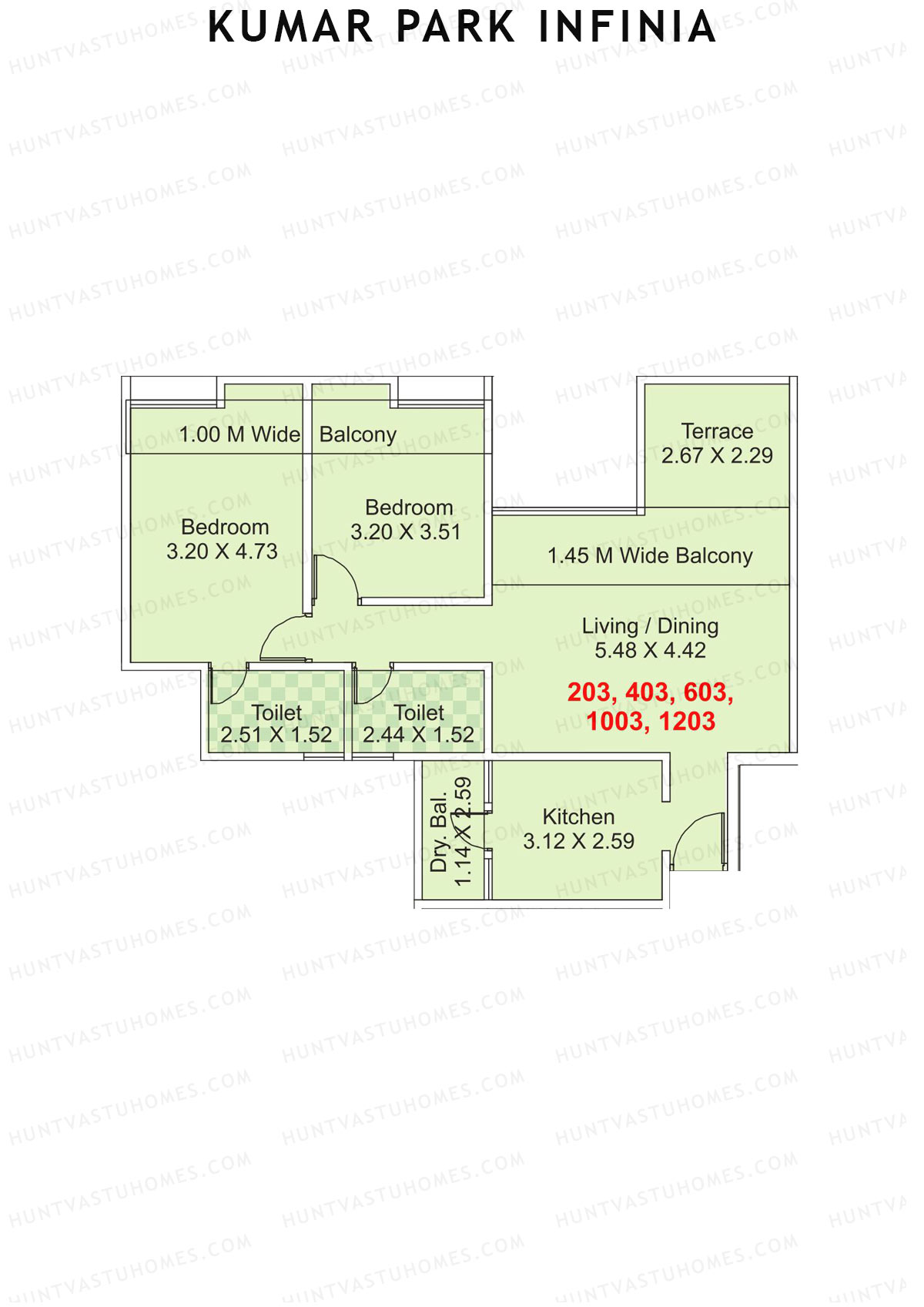 Kumar Park Infinia Wing G2 Unit 3 Floor Plan