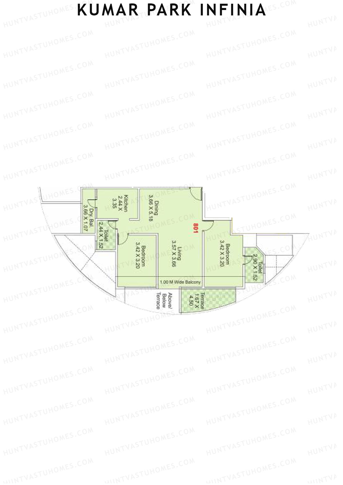 Kumar Park Infinia Wing H1 Unit 1 Floor Plan