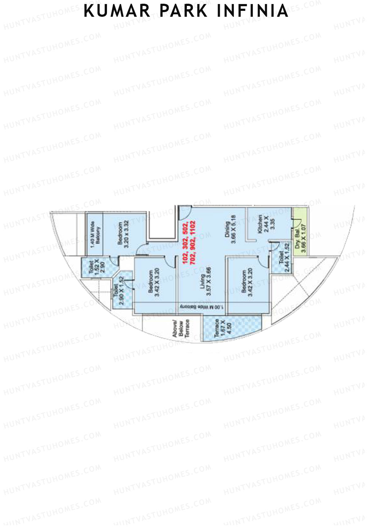 Kumar Park Infinia Wing H2 Unit 1 Floor Plan