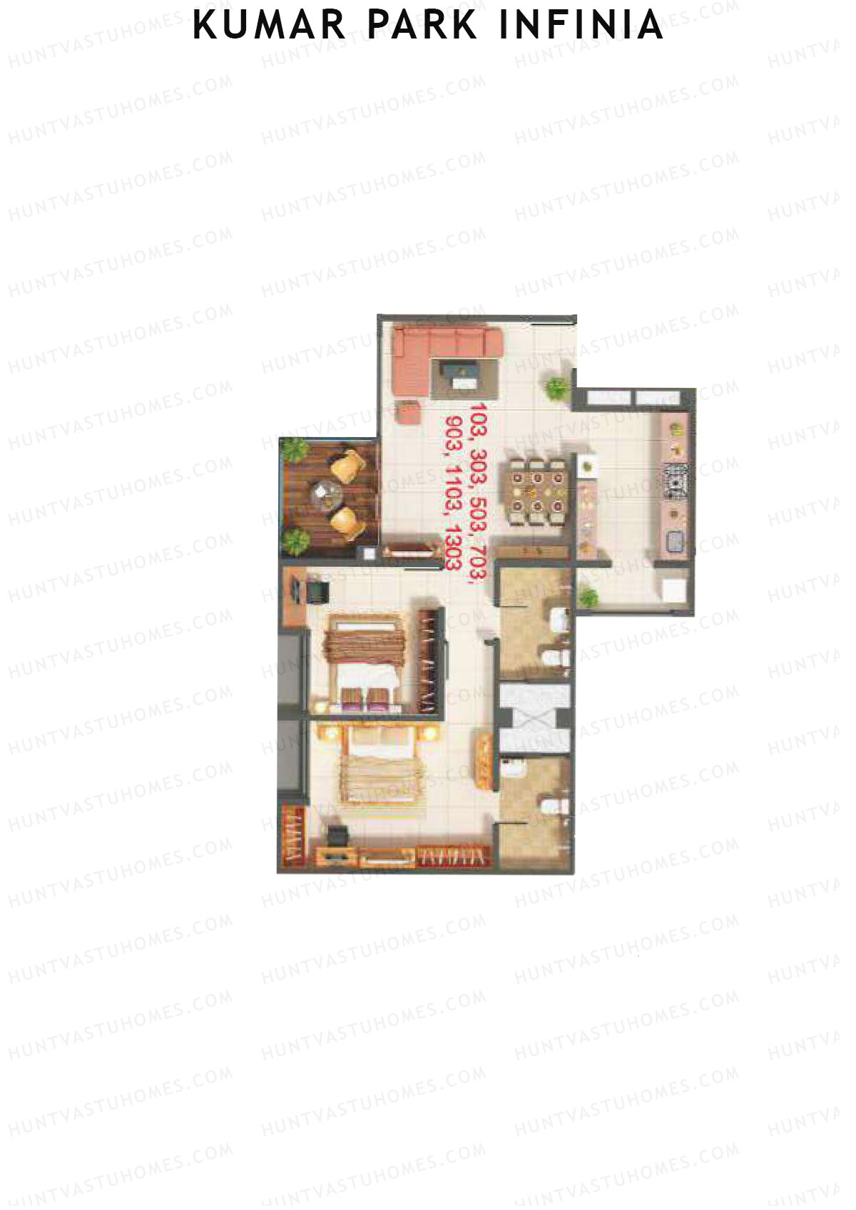 Kumar Park Infinia Wing I1 Unit 3 Floor Plan