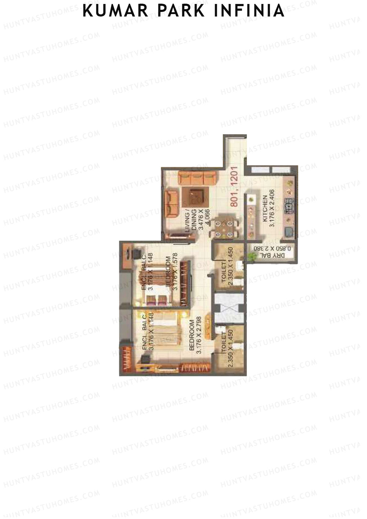 Kumar Park Infinia Wing I1 Unit 3 Floor Plan