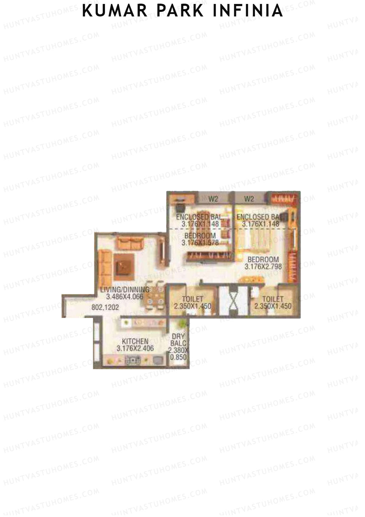 Kumar Park Infinia Wing I2 Unit 2 Floor Plan