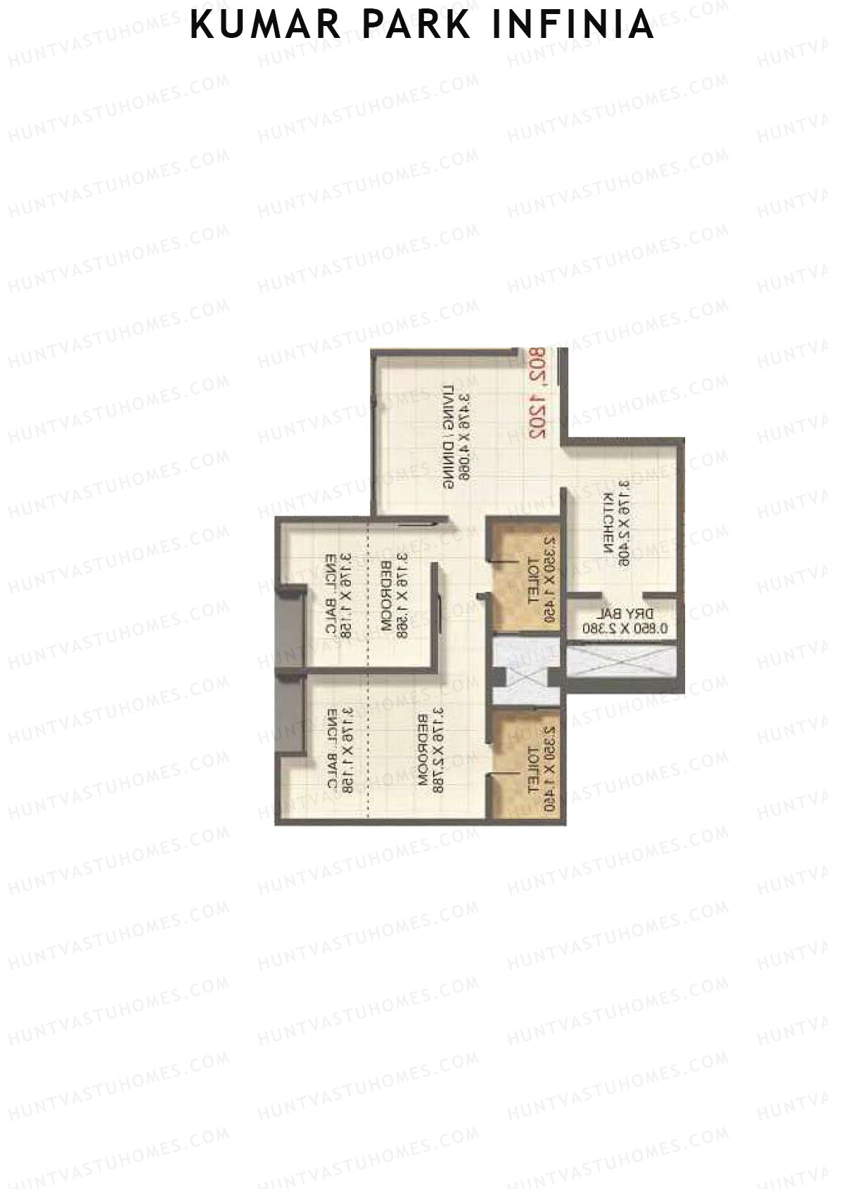 Kumar Park Infinia Wing J1 Unit 3 Floor Plan