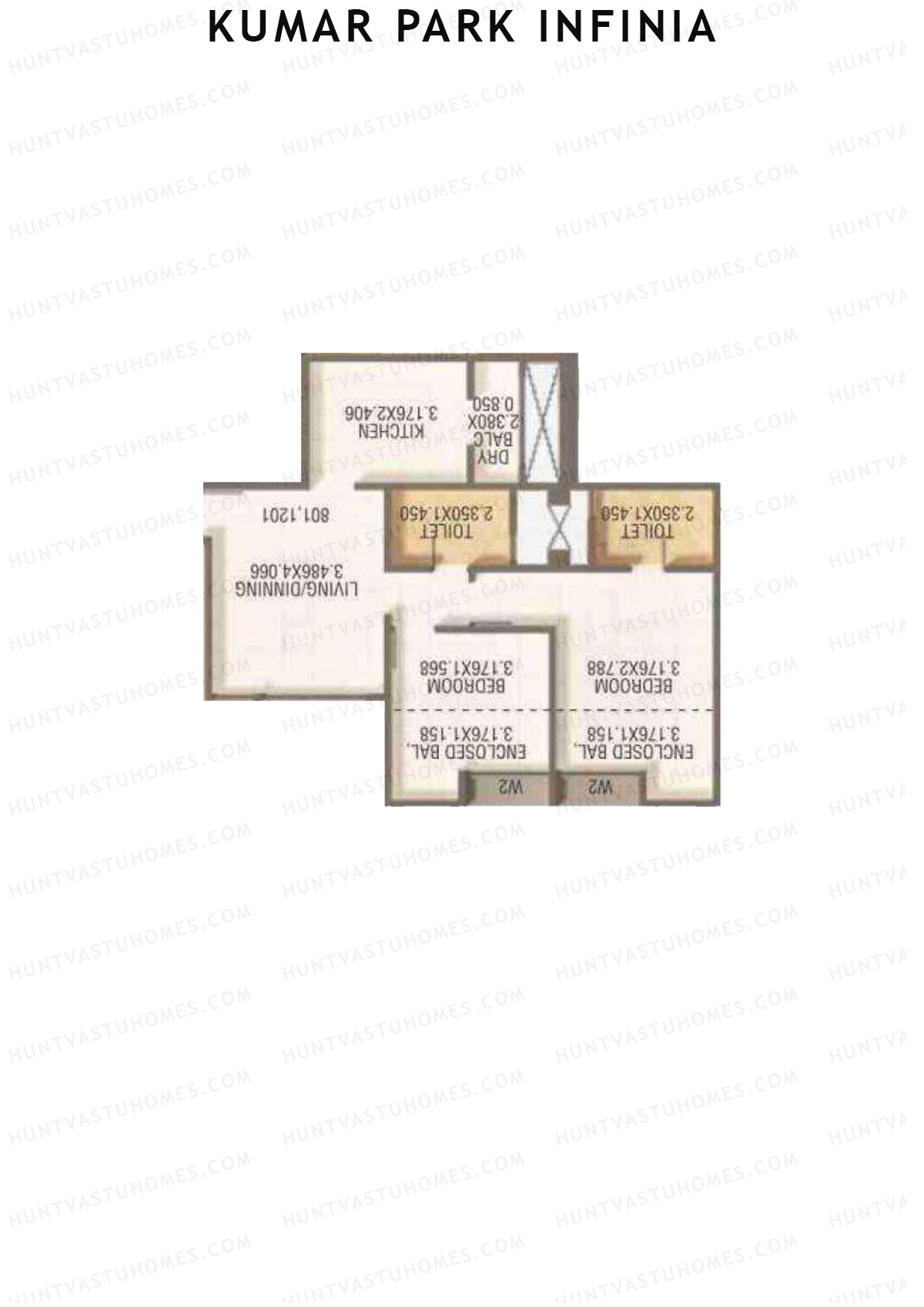 Kumar Park Infinia Wing J3 Unit 3 Floor Plan
