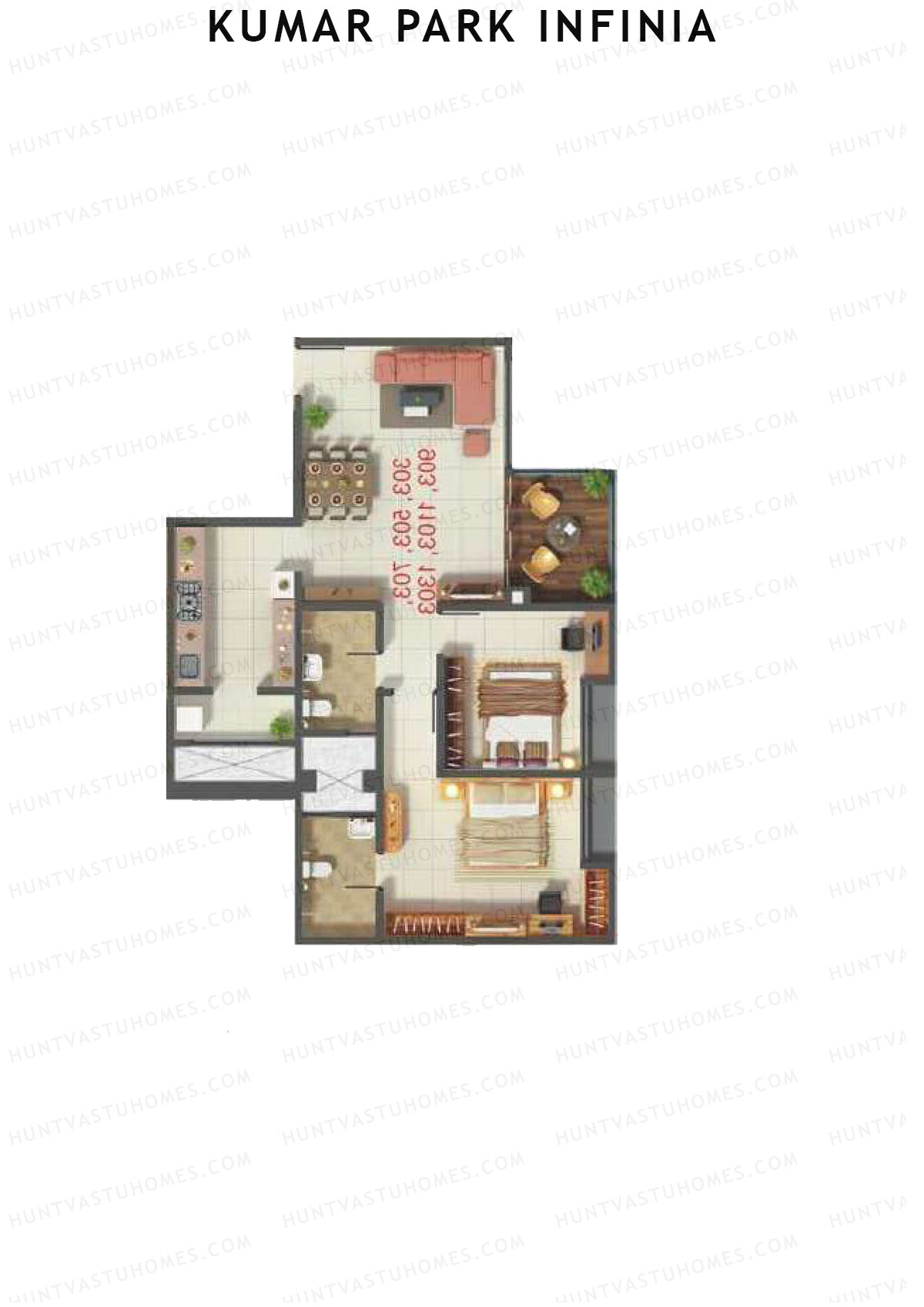 Kumar Park Infinia Wing J4 Unit 2 Floor Plan