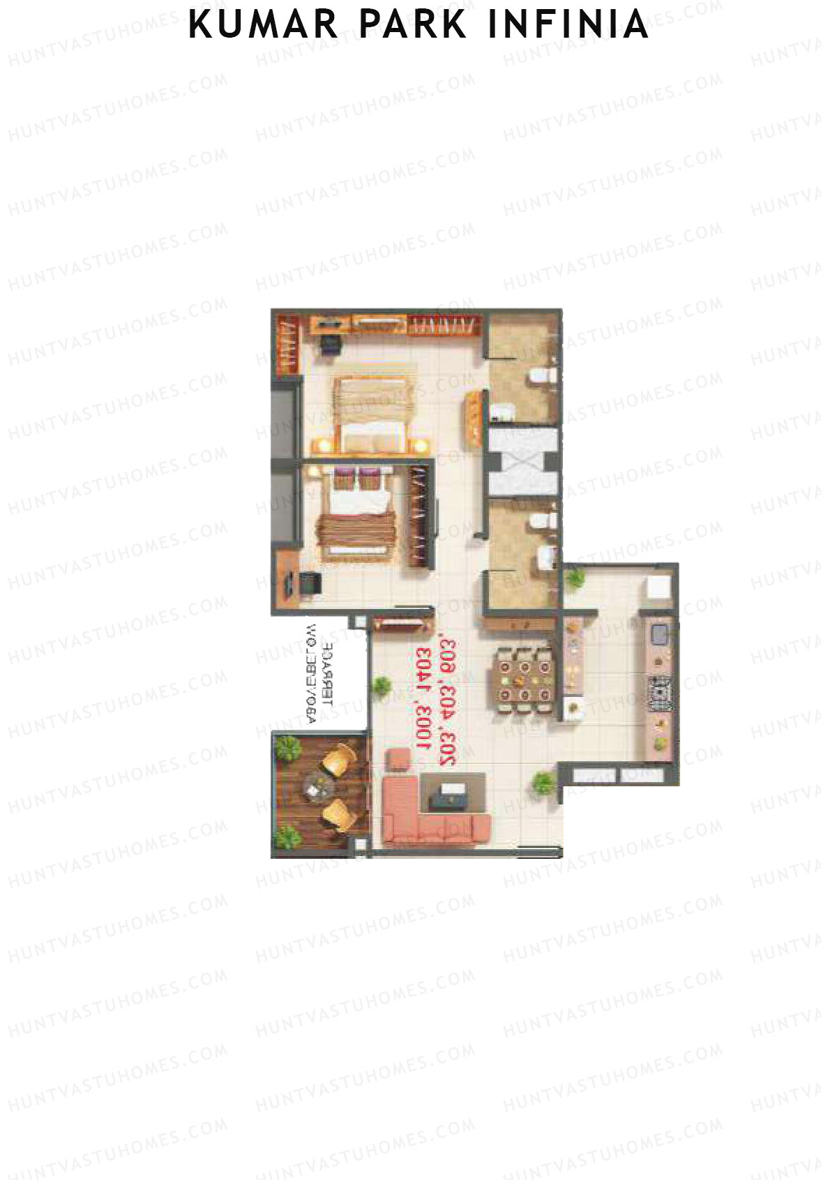 Kumar Park Infinia Wing J4 Unit 4 Floor Plan