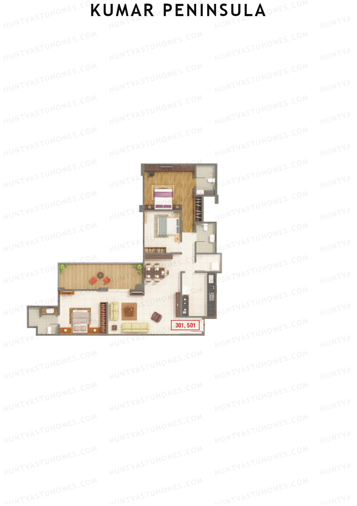 Kumar Peninsula Tower C Unit 1 Floor Plan