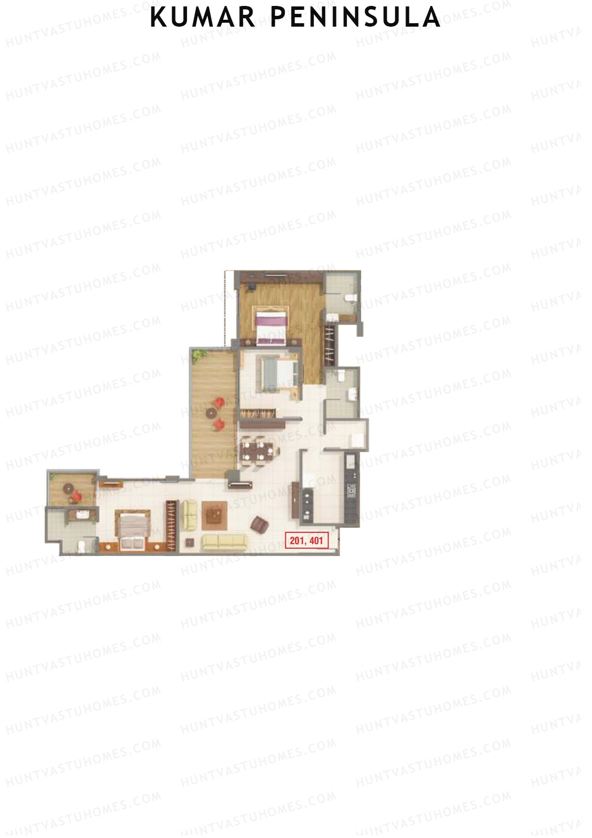 Kumar Peninsula Tower C Unit 1 Floor Plan