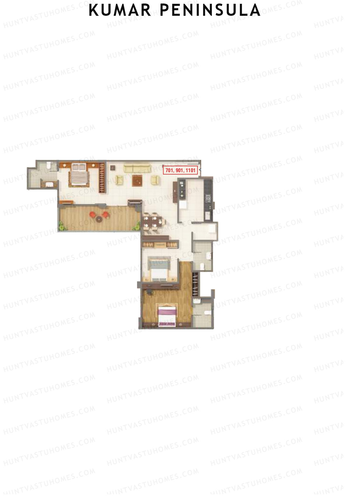 Kumar Peninsula Tower C Unit 2 Floor Plan