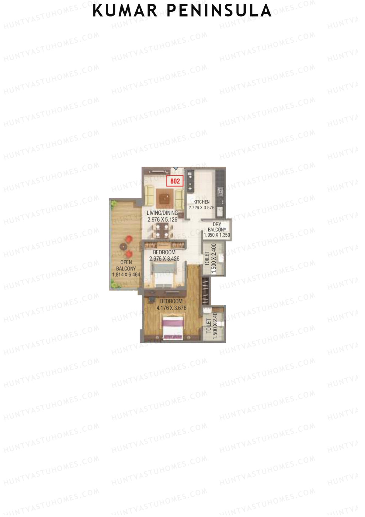 Kumar Peninsula Tower C Unit 2 Floor Plan