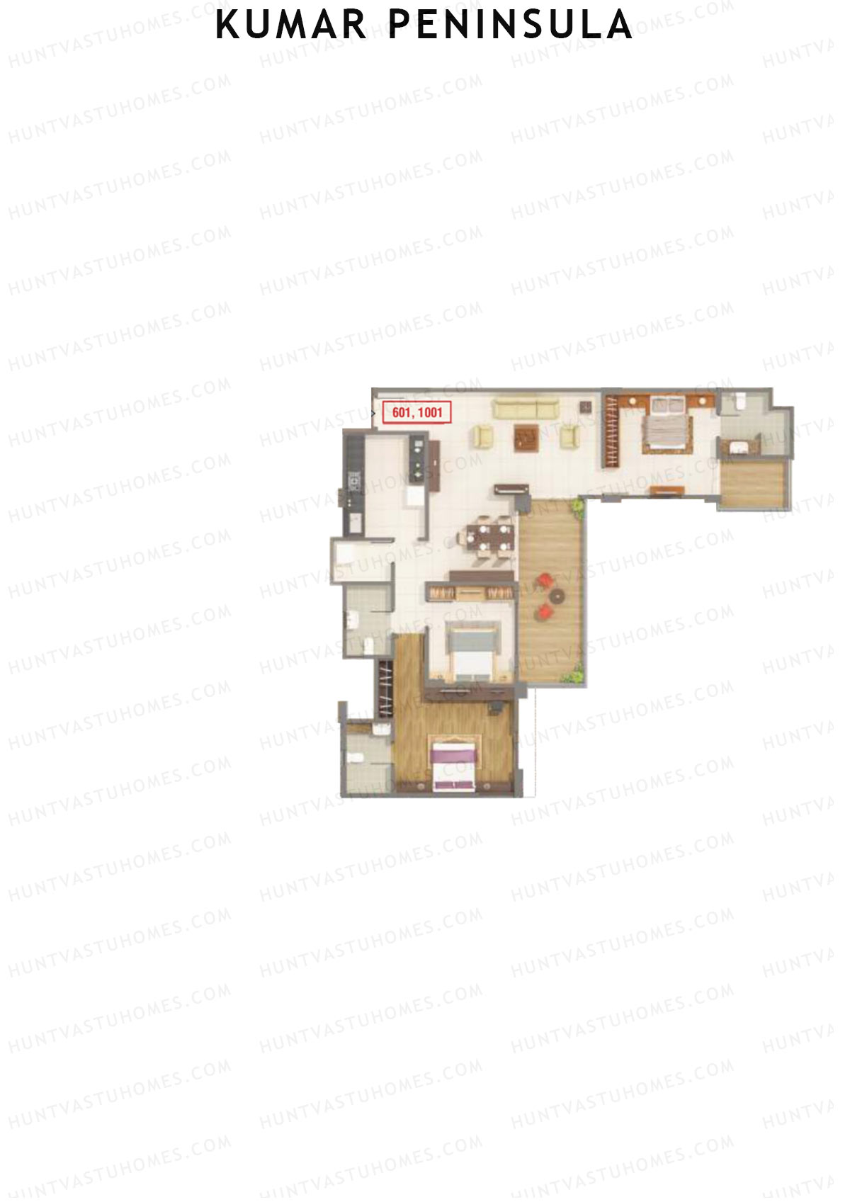 Kumar Peninsula Tower C Unit 3 Floor Plan