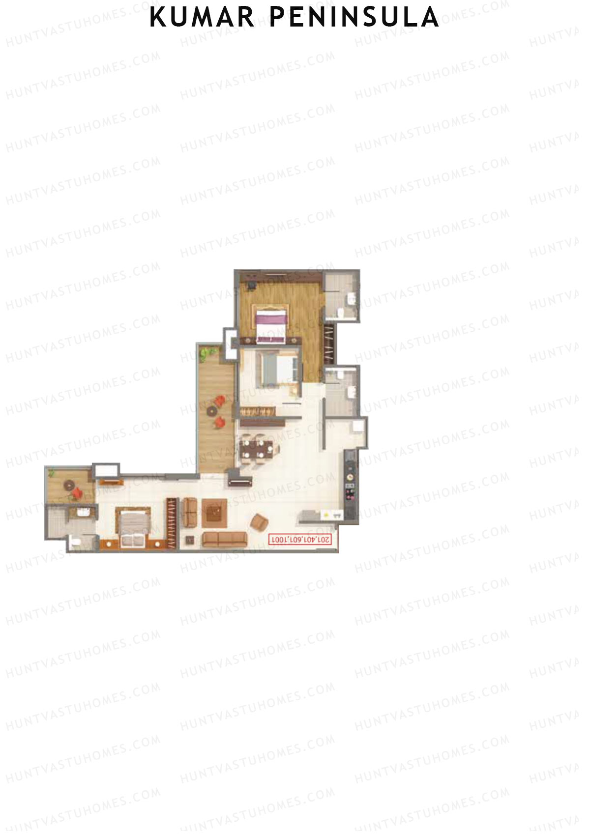 Kumar Peninsula Tower D Unit 1 Floor Plan