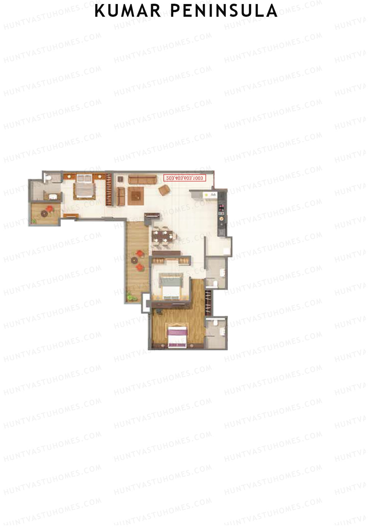 Kumar Peninsula Tower D Unit 2 Floor Plan