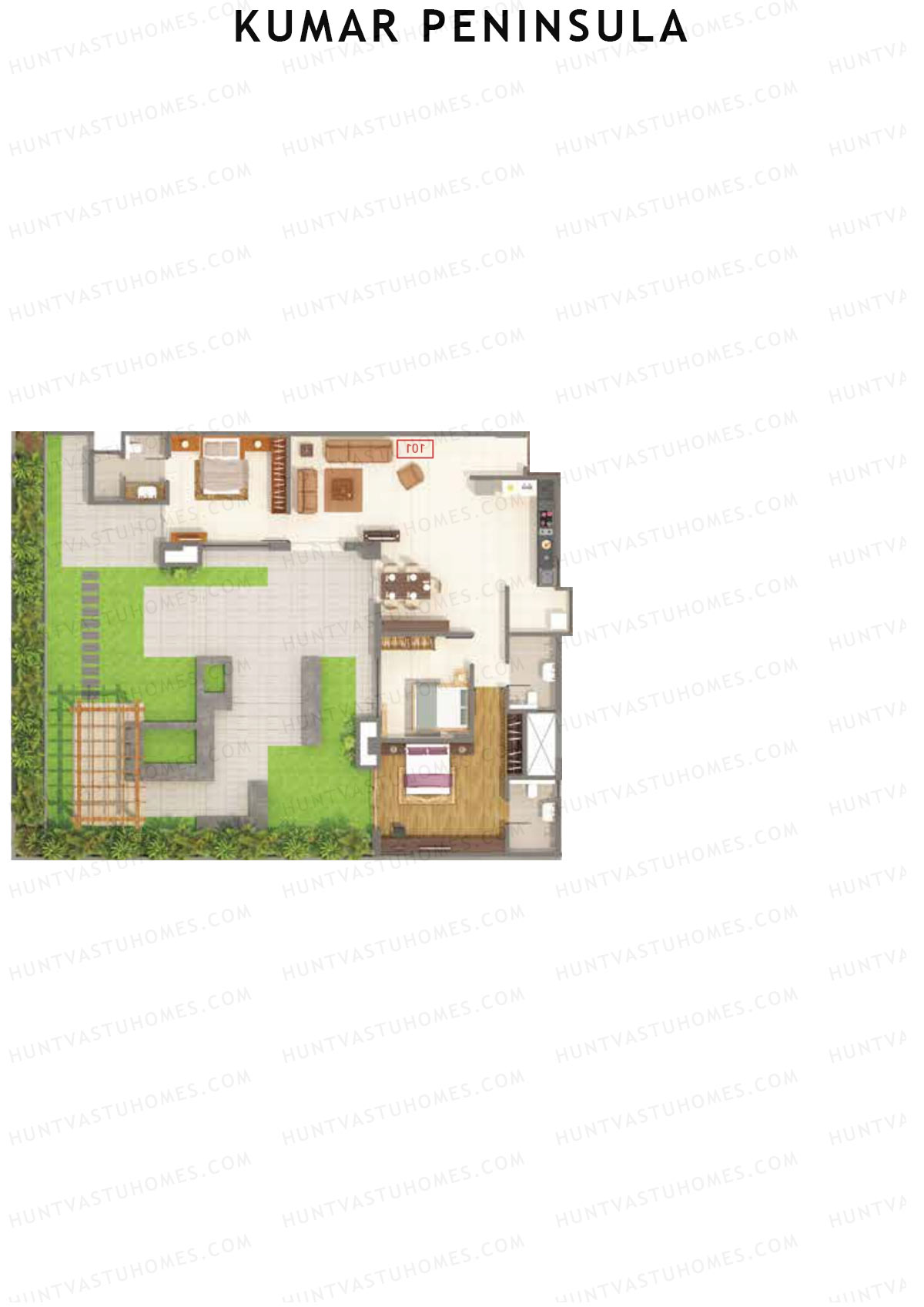 Kumar Peninsula Tower D Unit 2 Floor Plan