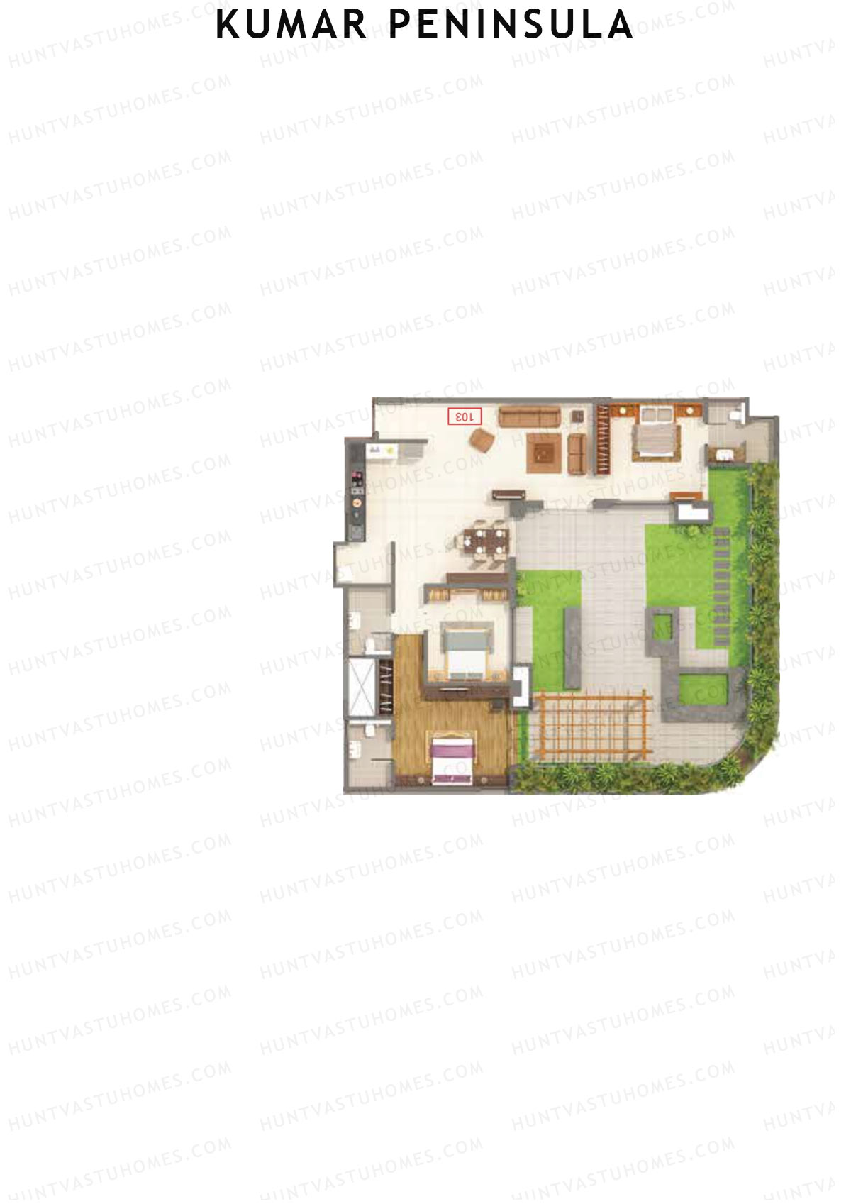 Kumar Peninsula Tower D Unit 3 Floor Plan