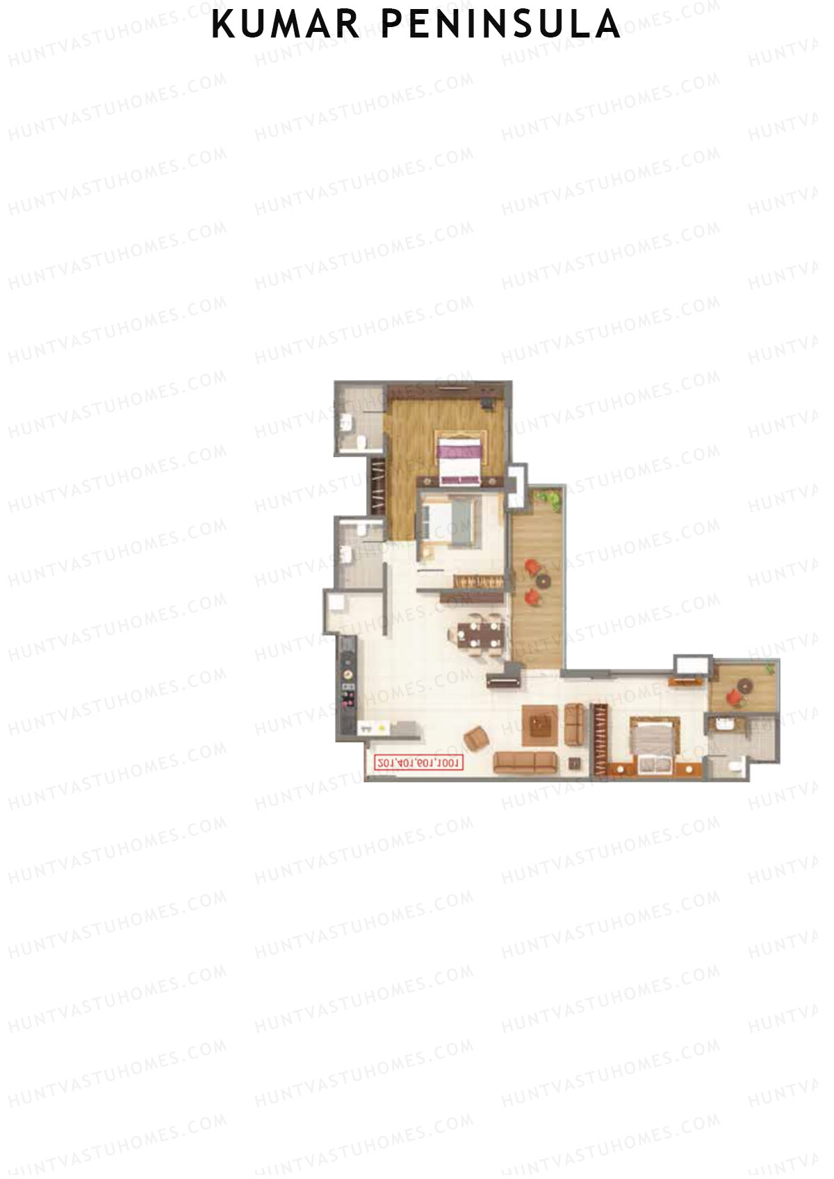 Kumar Peninsula Tower D Unit 4 Floor Plan