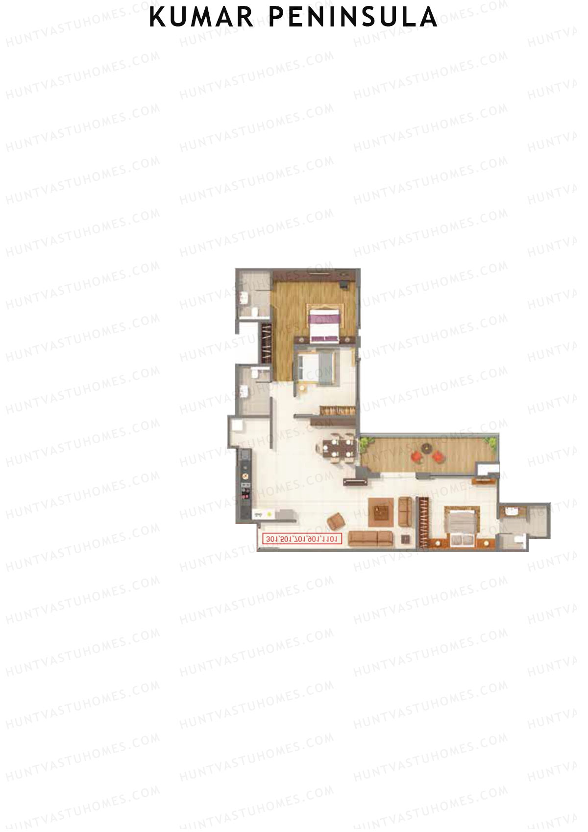 Kumar Peninsula Tower D Unit 4 Floor Plan